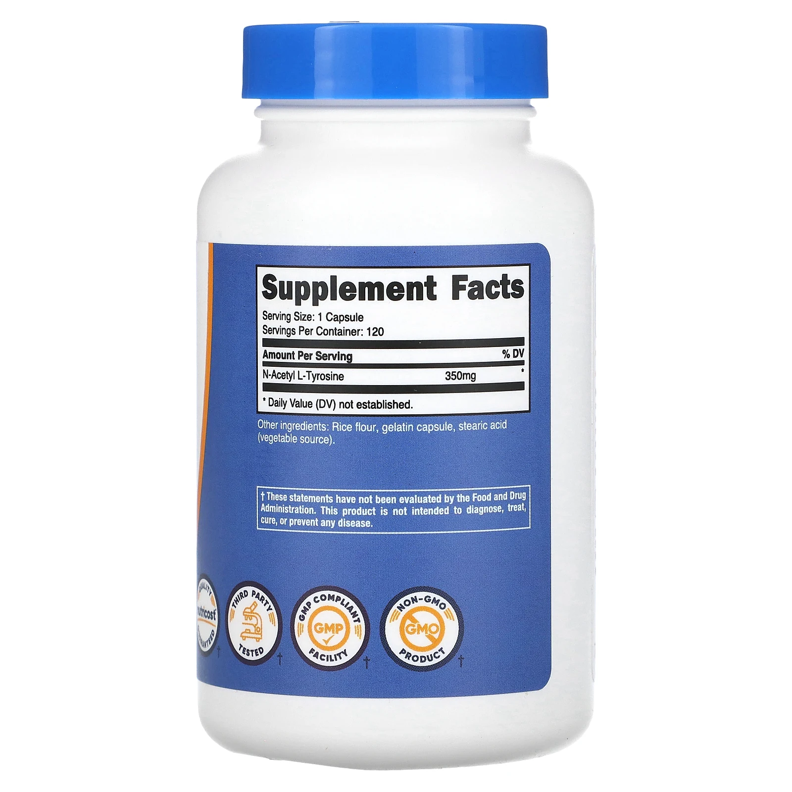 Nutricost, N-ацетил, L-тирозин, 350 мг, 120 капсул