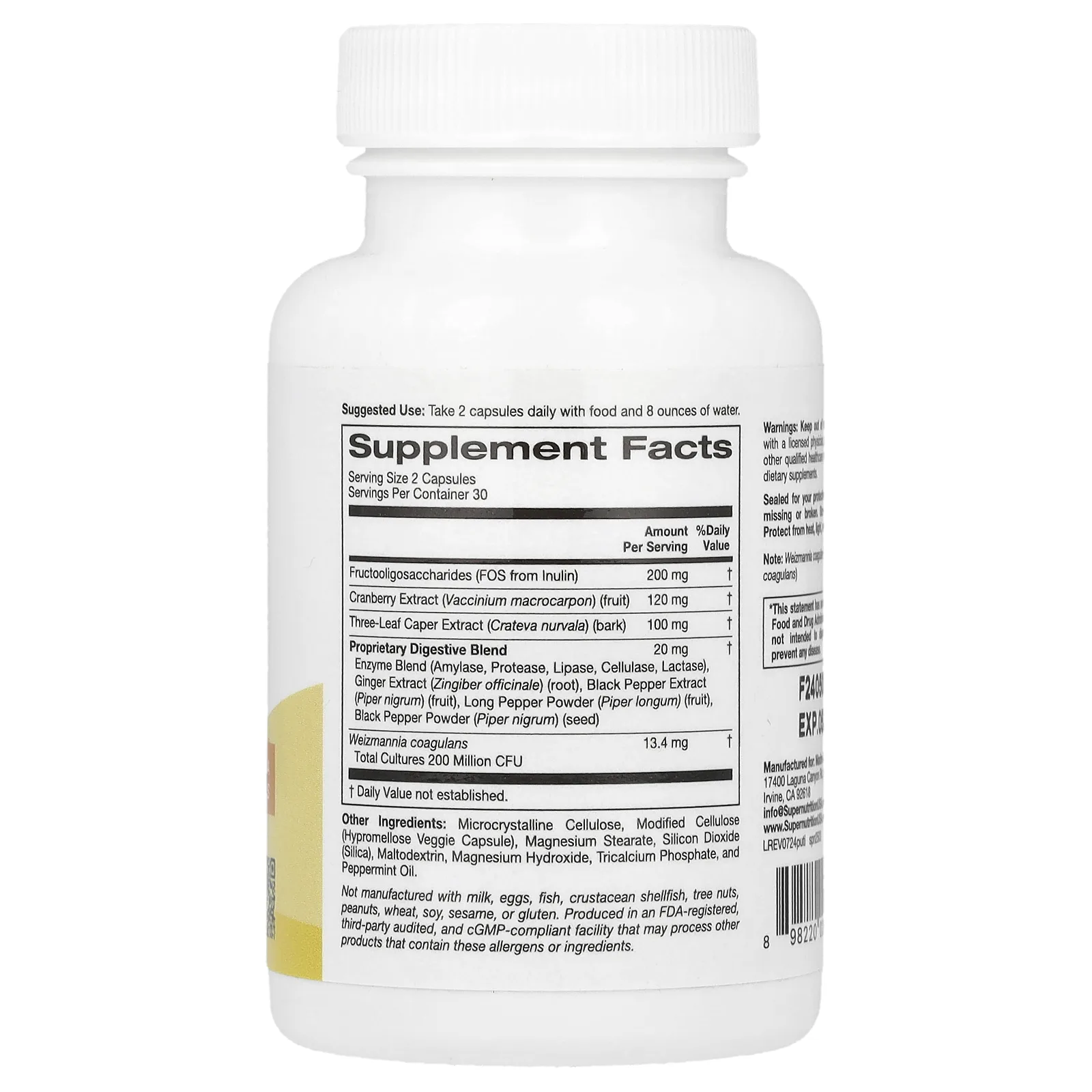 Super Nutrition, пробиотическая добавка для поддержки при ИМП, 60 растительных капсул