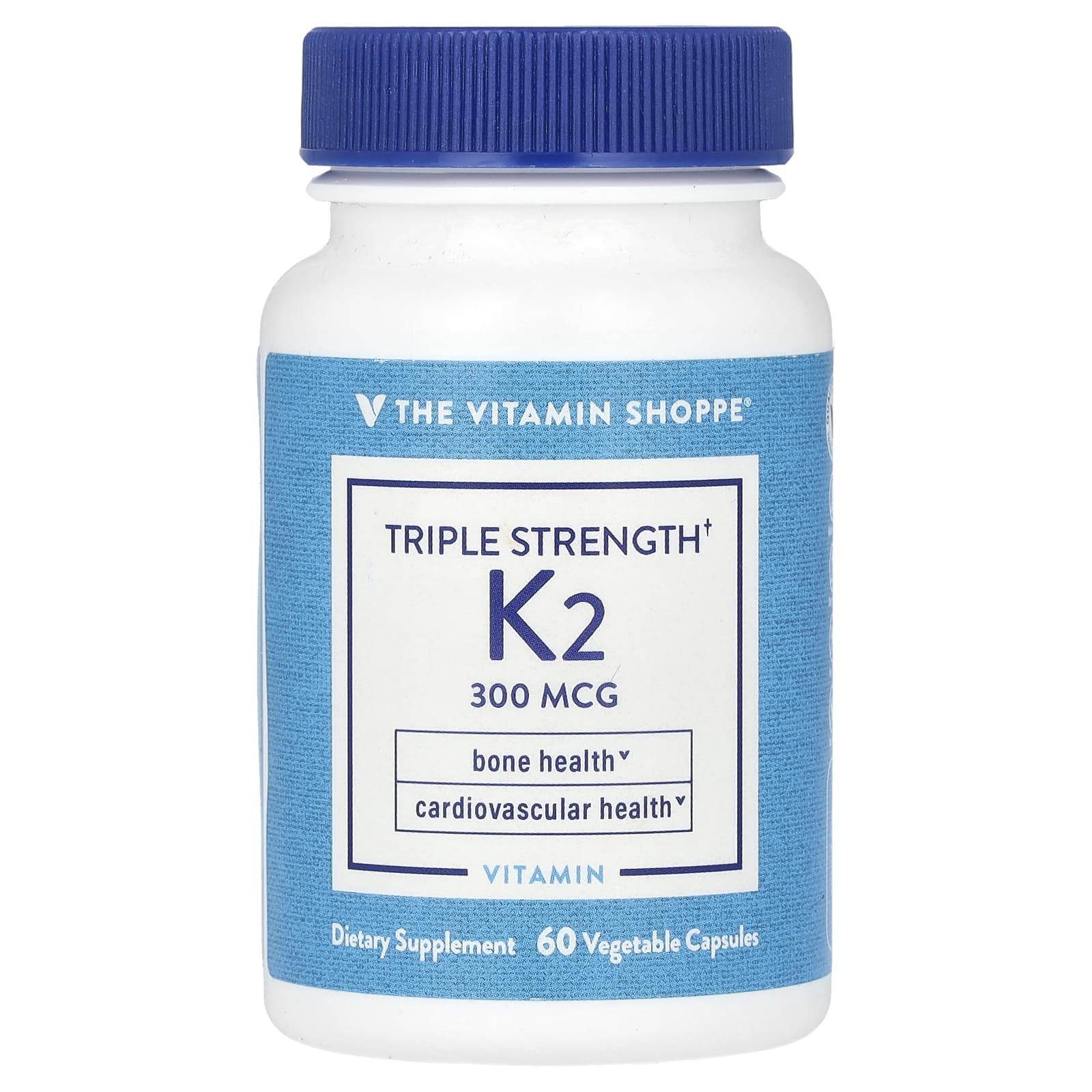 The Vitamin Shoppe, витамин K2, тройная сила, 300 мкг, 60 растительных капсул