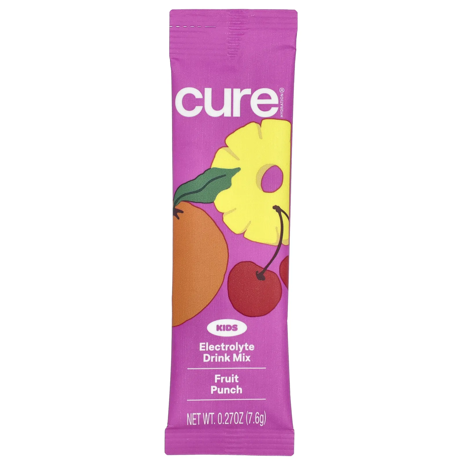 Cure Hydration, Kids, смесь для напитков с электролитами, фруктовый пунш, 6 пакетиков по 7,6 г (0,27 унции)