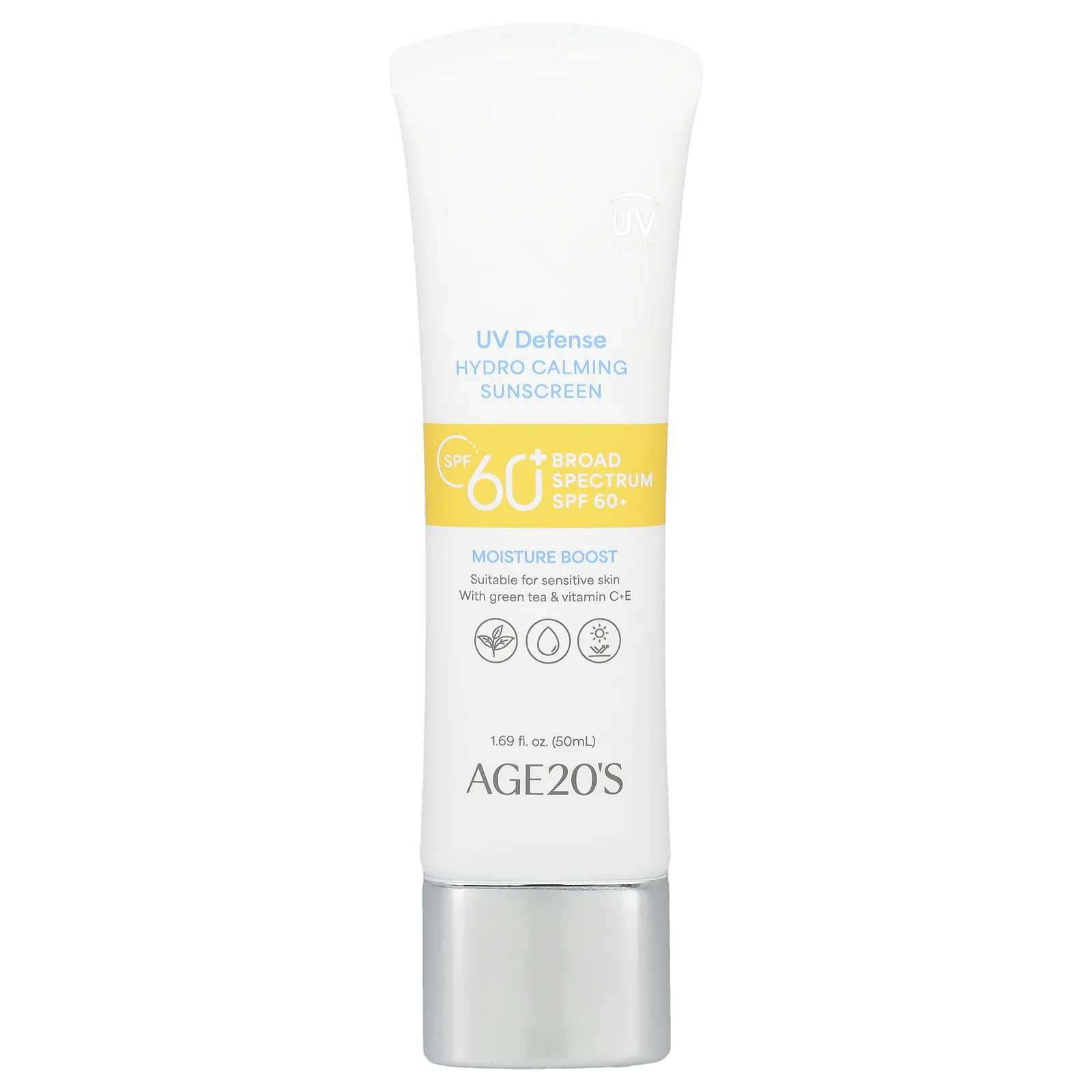 AGE20'S, UV Defense, увлажняющее, успокаивающее солнцезащитное средство, SPF 60+, 50 мл (1,69 жидк. Унции)