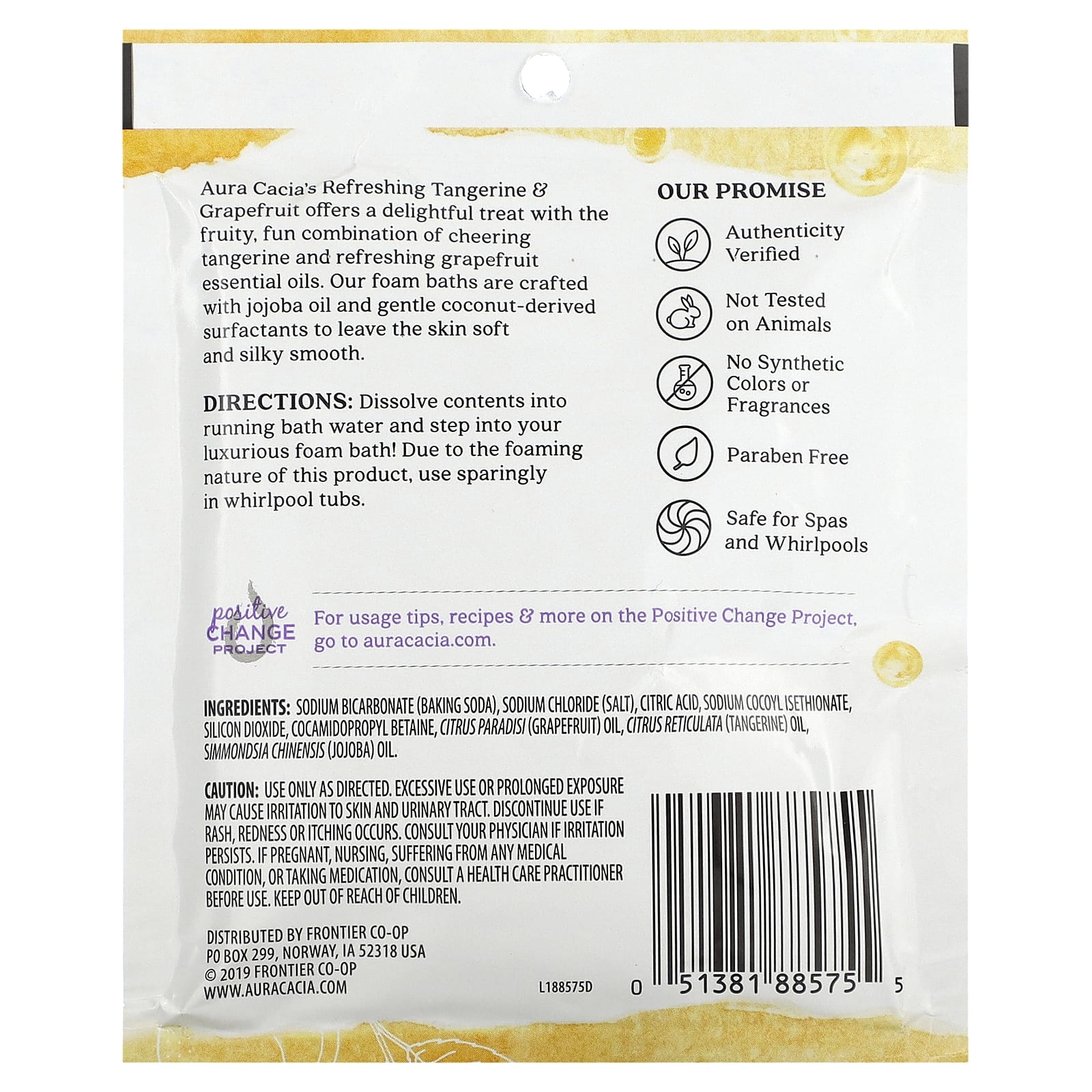 Aura Cacia, Пенная ванна для ароматерапии, мандарин и грейпфрут, 70,9 г (2,5 унции)