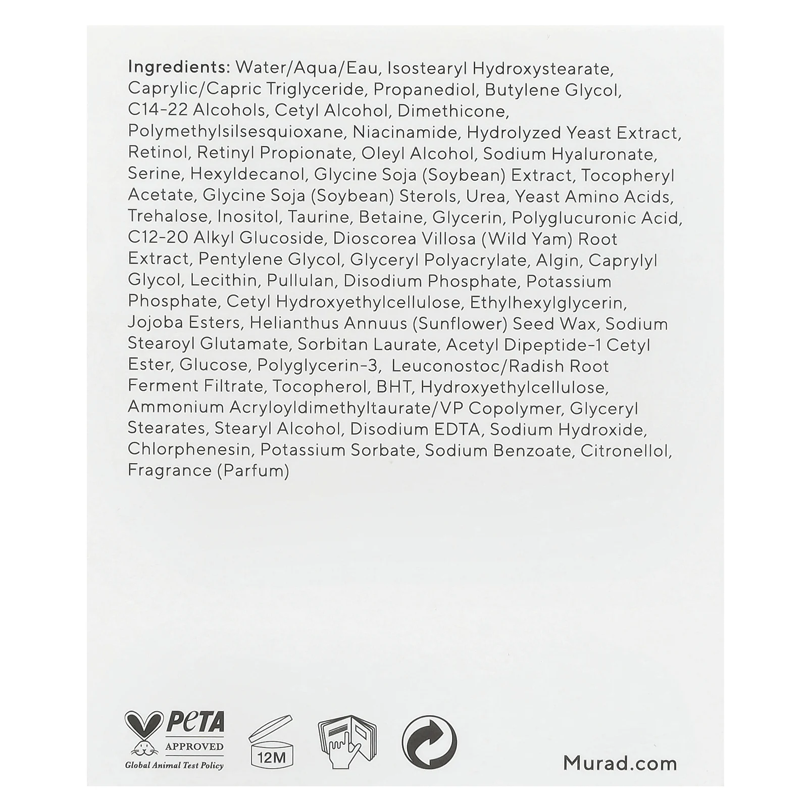 Murad, Resurgend, омолаживающий ночной крем с ретинолом, 50 мл (1,7 жидк. унции)