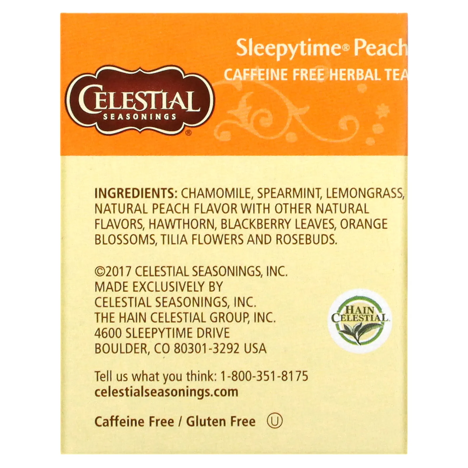 Celestial Seasonings, Sleepytime, травяной чай, без кофеина, персик, 20 чайных пакетиков, 29 г (1,0 унция)