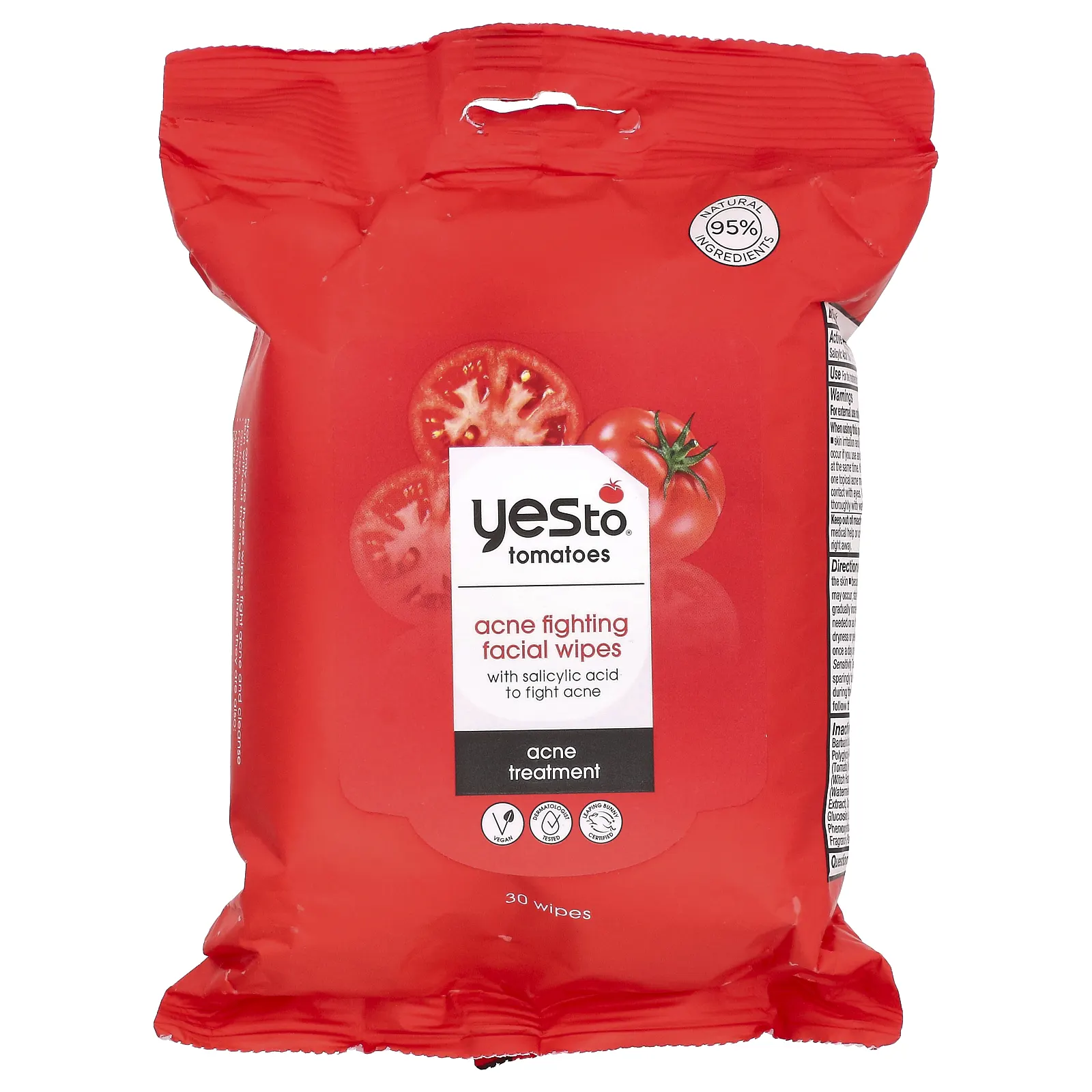 Yes To, салфетки для лица против акне, с ароматом томатов, 30 шт.