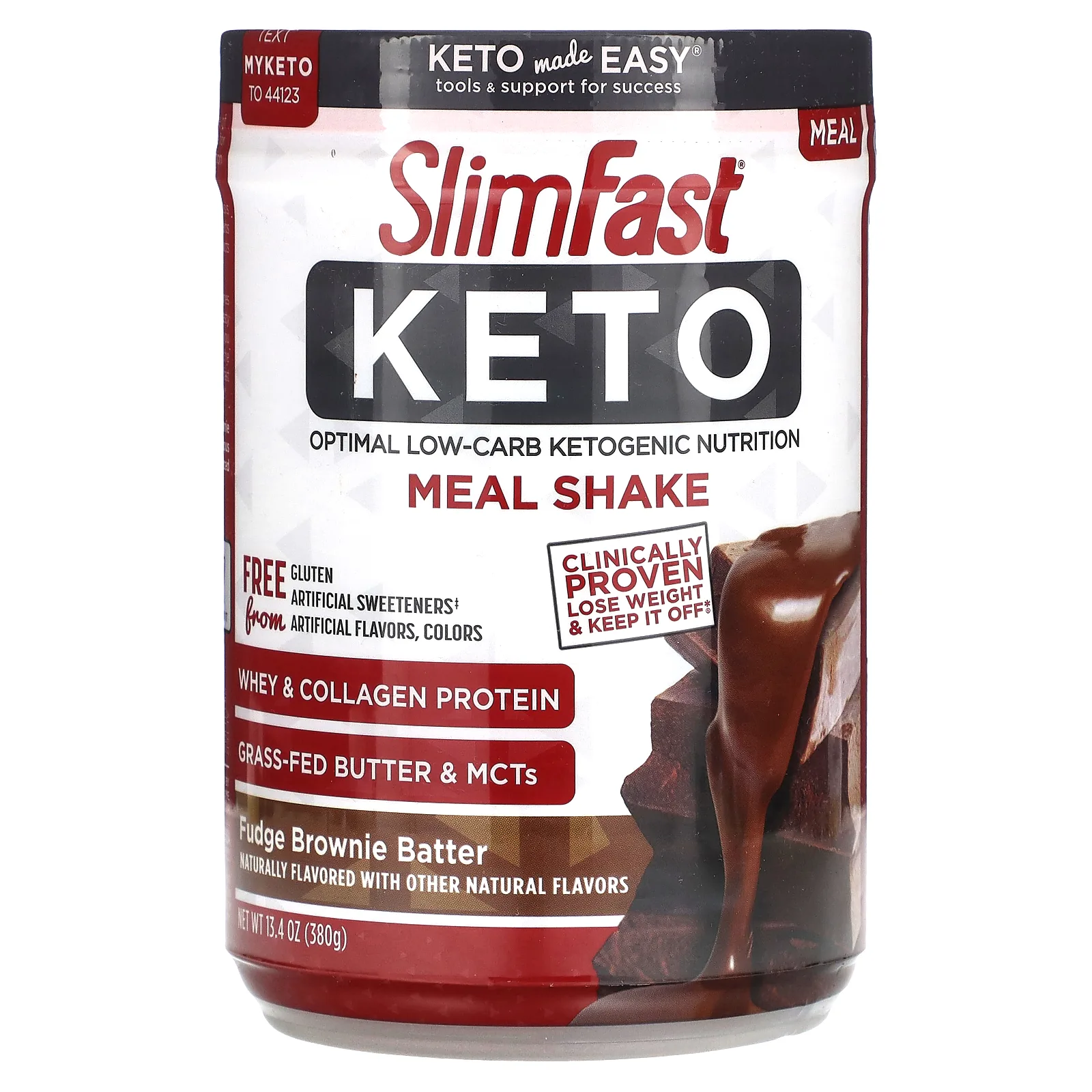 SlimFast, Keto Meal Shake, тесто для брауни с помадкой, 380 г (13,4 унции)