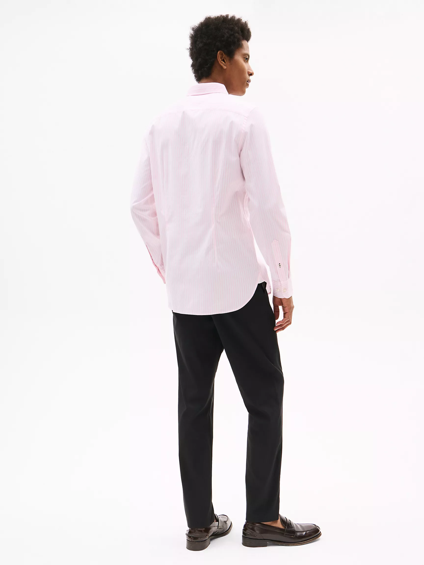 Мужская рубашка Tommy Hilfiger, Полосатая эластичная рубашка из поплина приталенного кроя