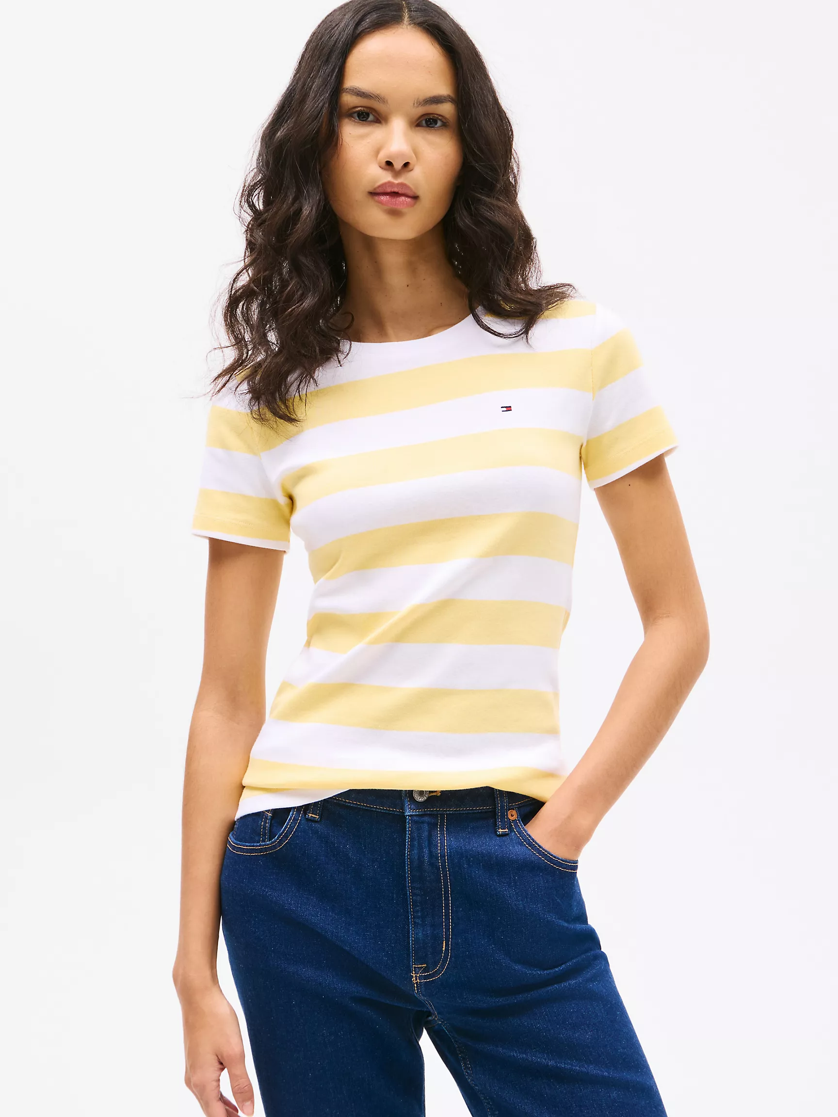 Женская футболка Tommy Hilfiger, Футболка с круглым вырезом и полосками в стиле регби