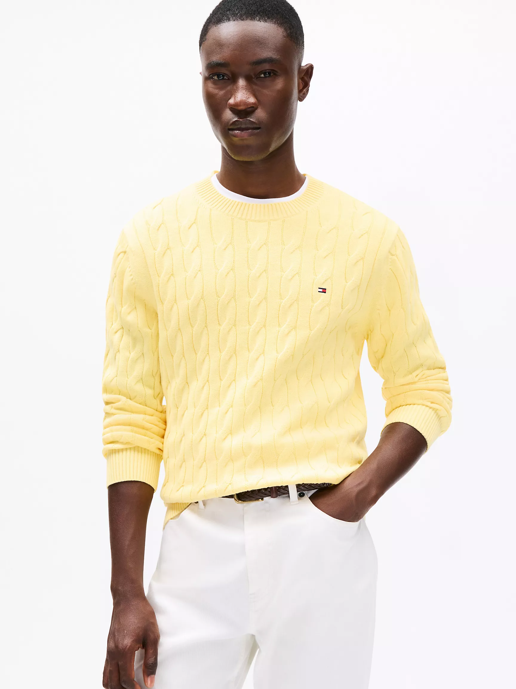 Мужской свитер Tommy Hilfiger, Свитер с узором "косы" и круглым вырезом