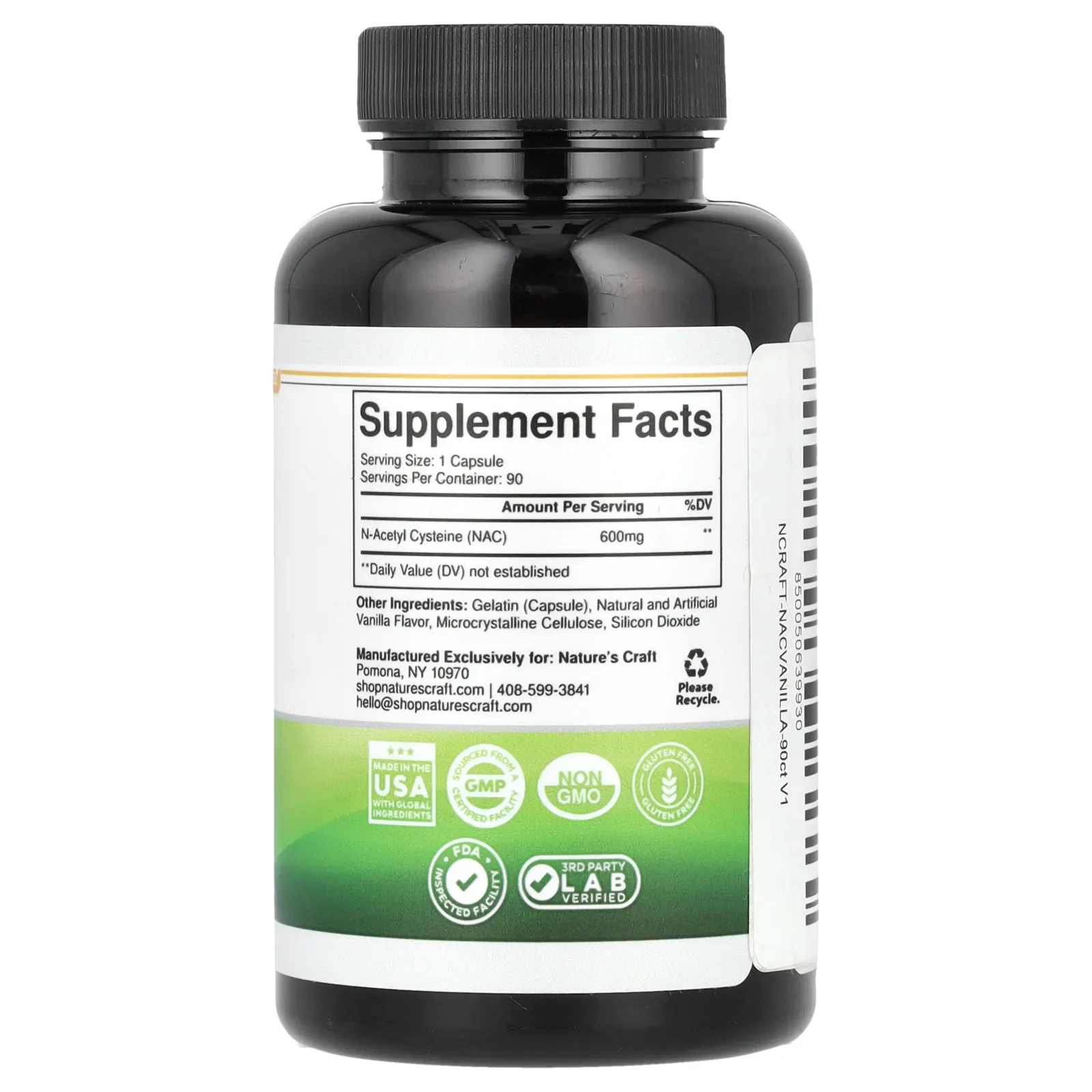 Nature's Craft, NAC + ваниль`` 90 капсул