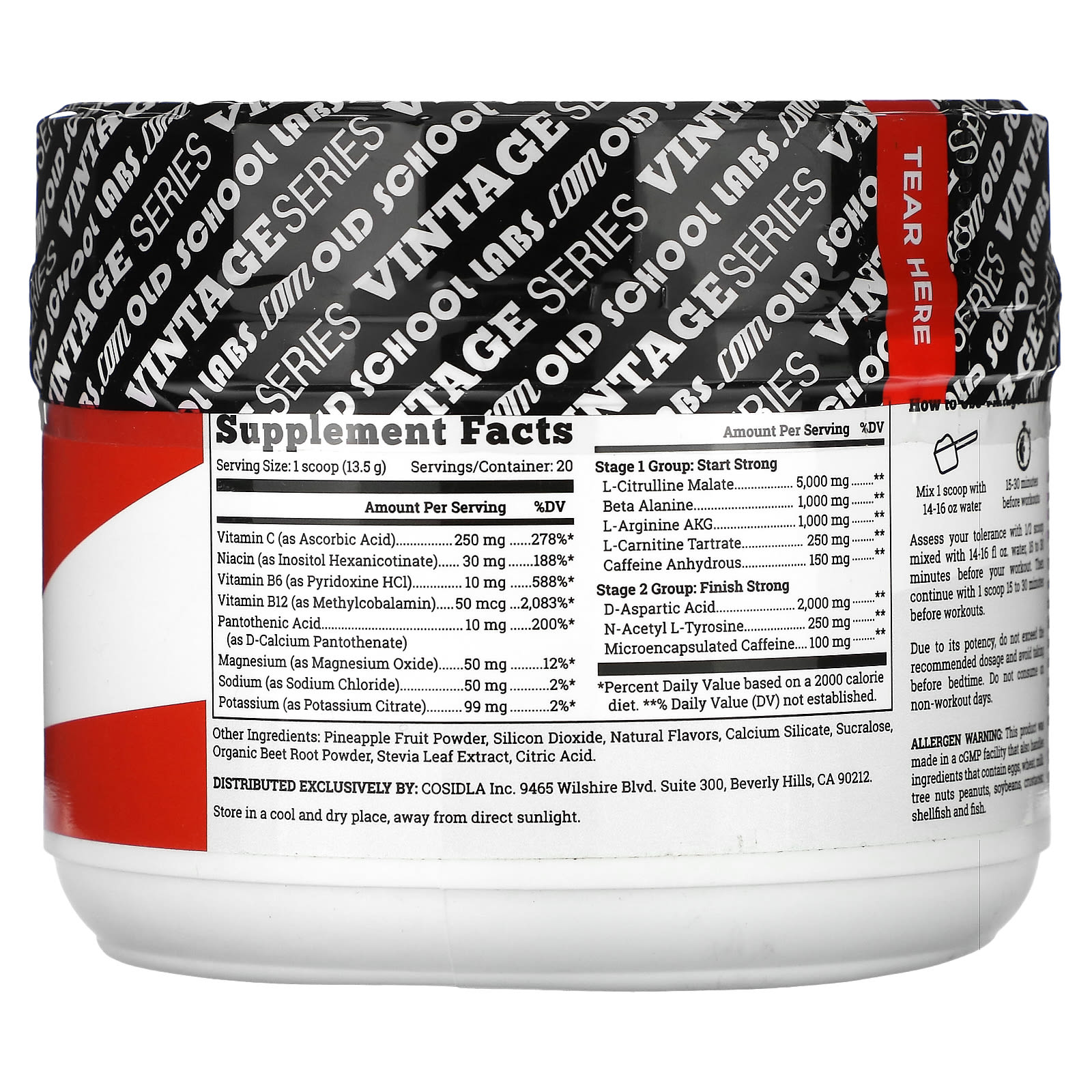 Old School Labs, Vintage Blast, двухэтапный прием перед тренировкой, клубника и киви, 270 г (9,52 унции)