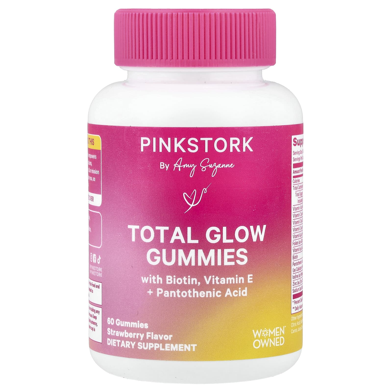 Pink Stork, Total Glow, жевательные таблетки, со вкусом клубники, 60 жевательных таблеток