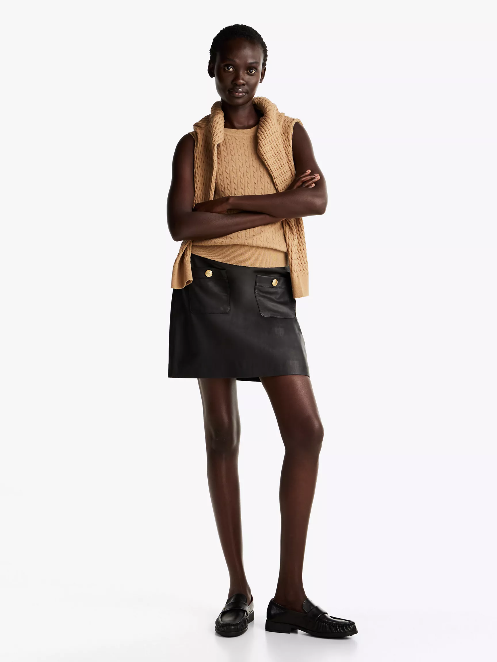 Женский свитер Tommy Hilfiger, Укороченный вязаный топ из шерстяной смеси с узором "косы"