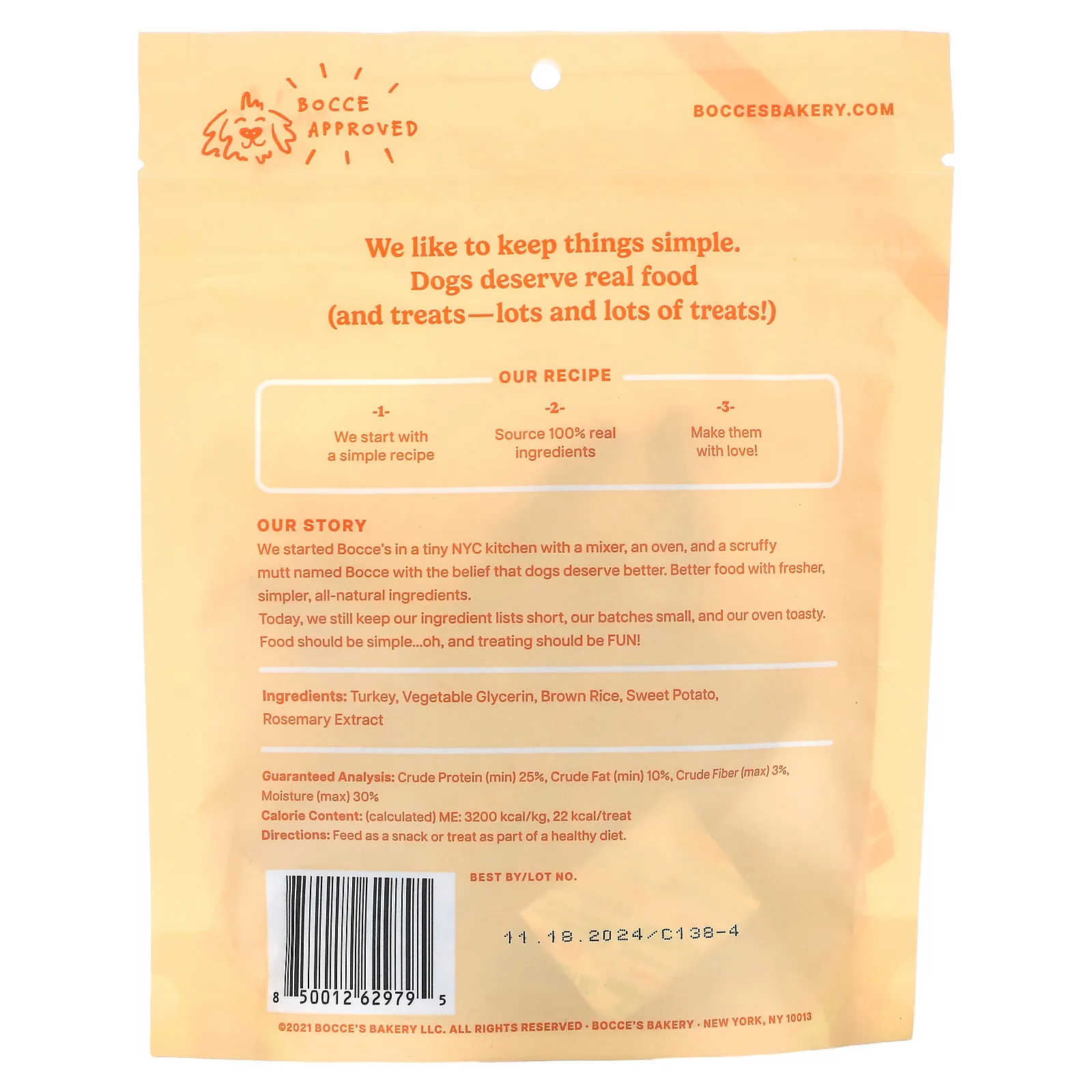 Bocce's Bakery, Вяленые палочки, для собак, с индейкой и бататом, 113 г (4 унции)