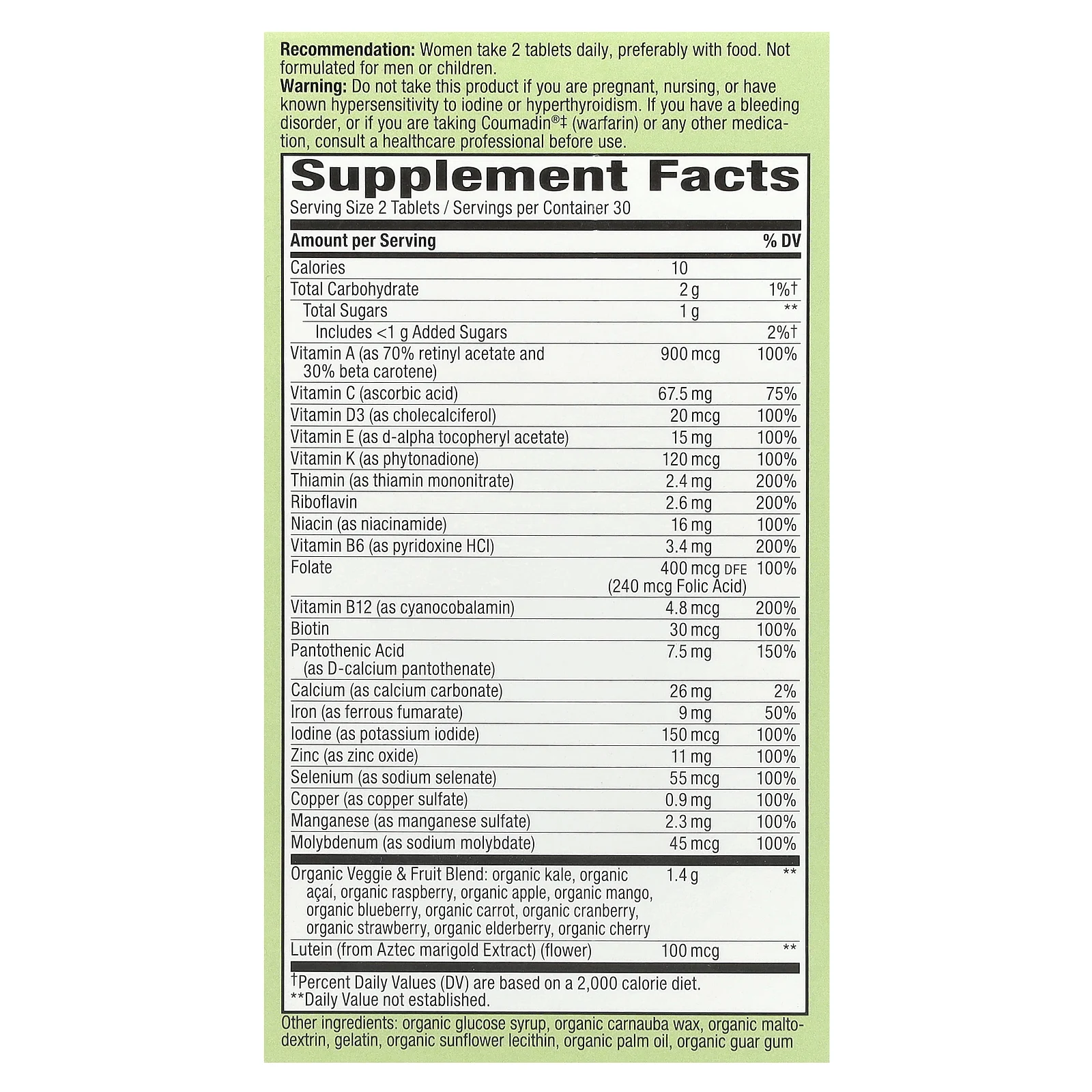 Nature's Way, Alive! Garden Goodness, мультивитамин для женщин, 60 таблеток