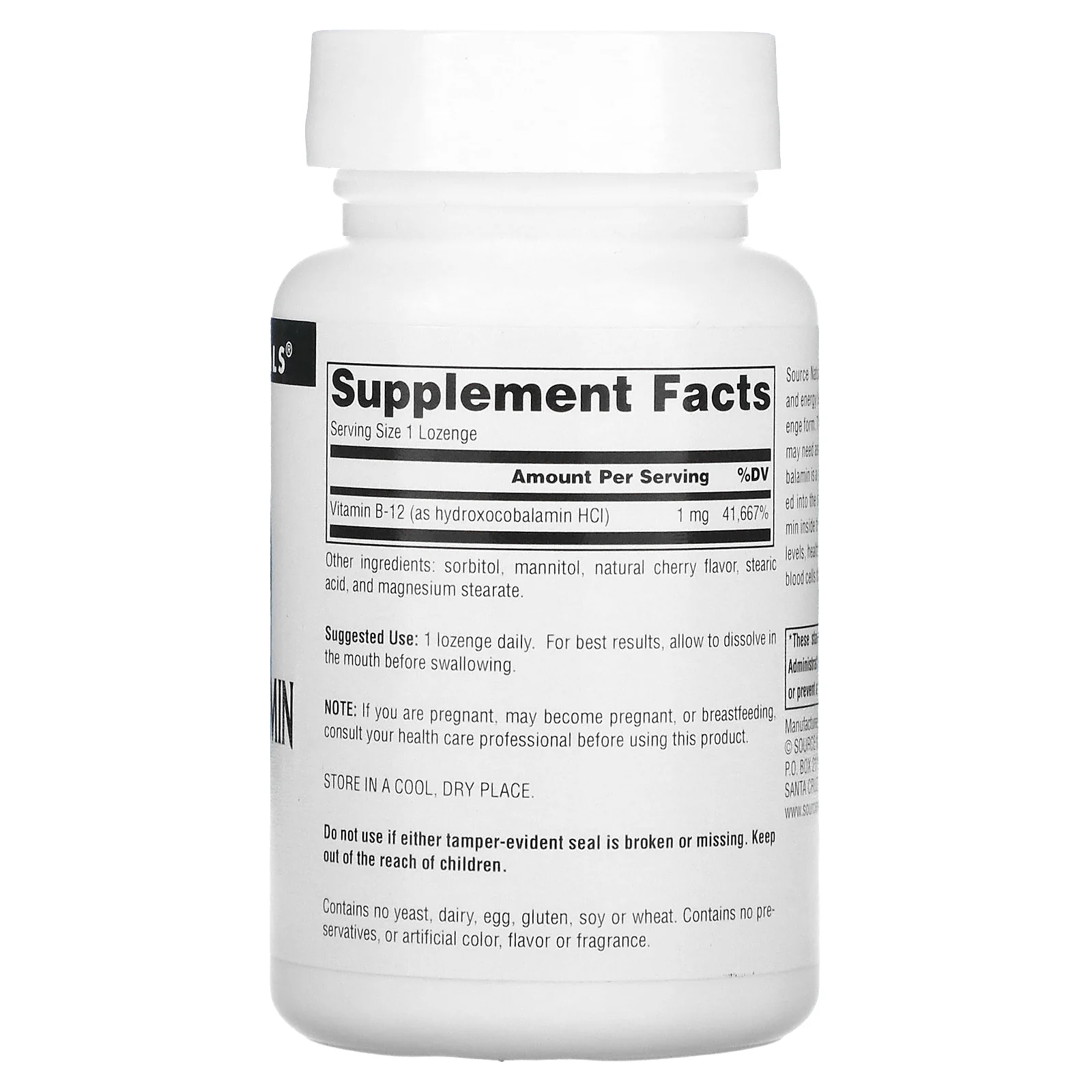 Source Naturals, Гидроксокобаламин, витамин B12, пастилки со вкусом вишни, 1 мг, 120 таблеток