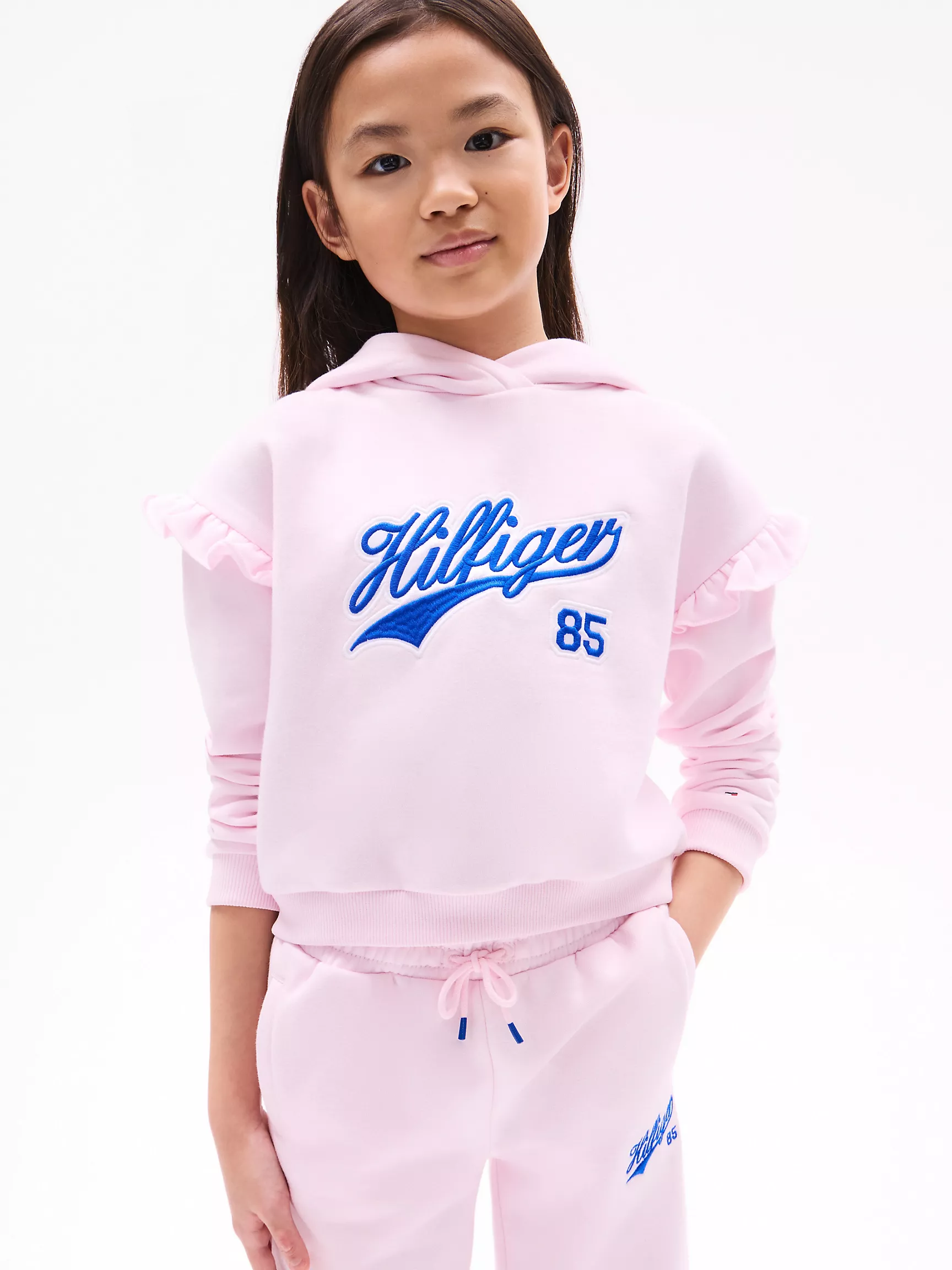 Худи для девочек Tommy Hilfiger, Детское худи с рюшами и логотипом Hilfiger Script