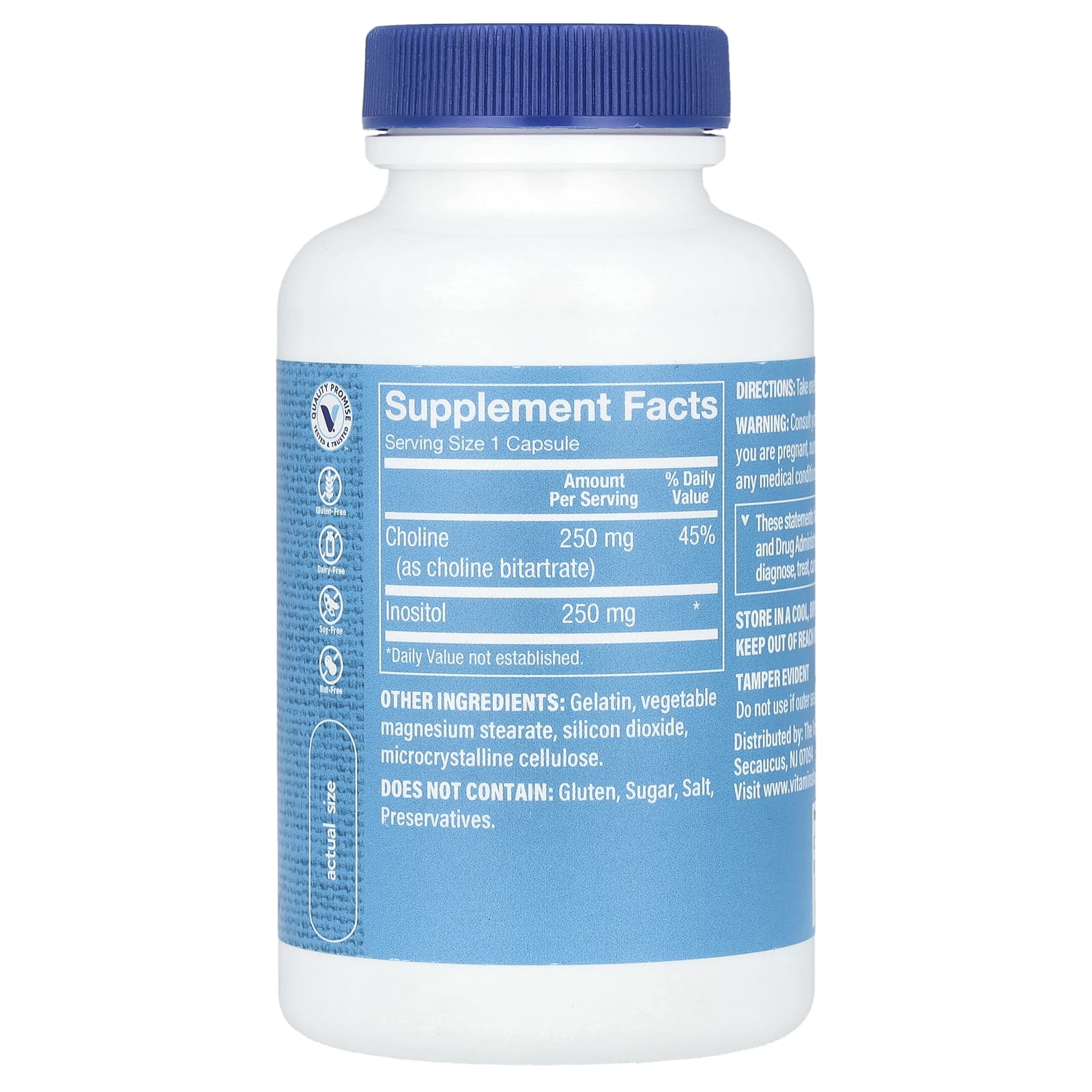 The Vitamin Shoppe, Холин и инозитол, 500 мг, 100 капсул