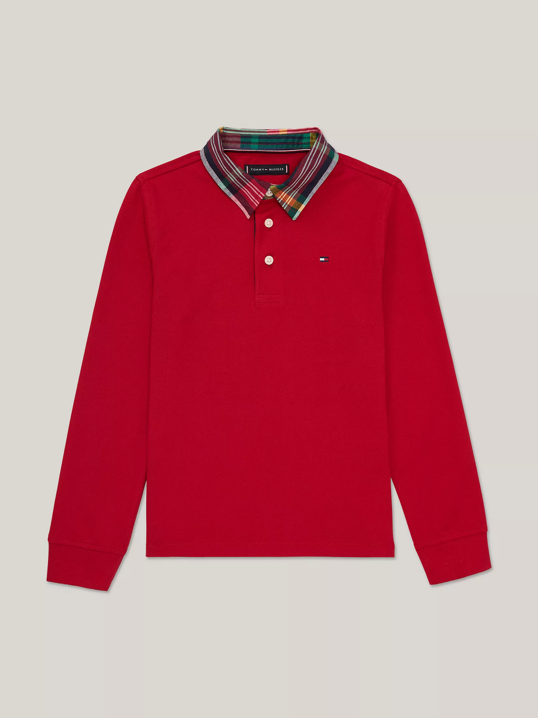 Рубашка-поло для мальчиков Tommy Hilfiger, Детское поло с длинным рукавом и клетчатым воротником
