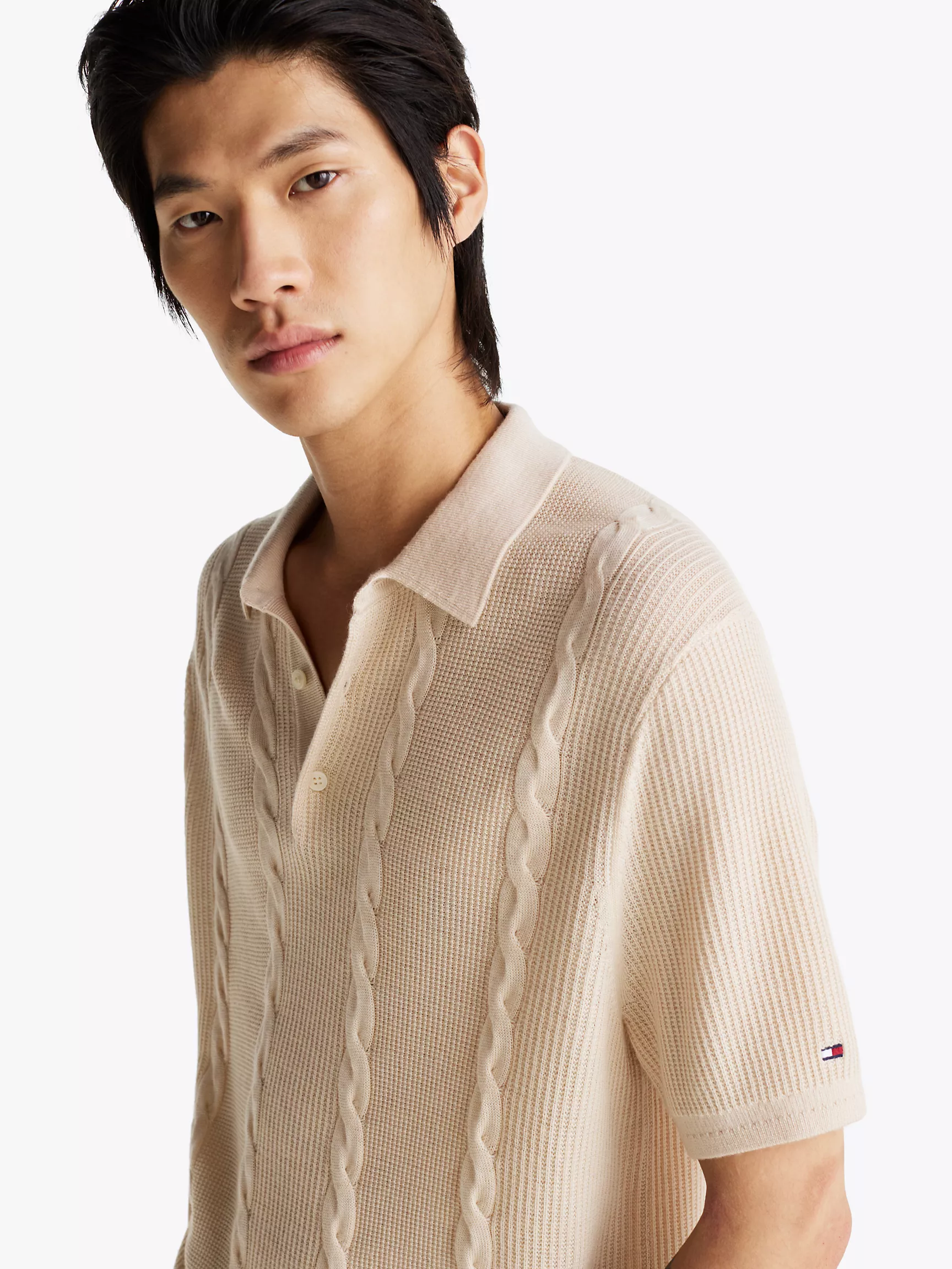 Мужское поло Tommy Hilfiger, Вязаное поло стандартного кроя с узором "косы"