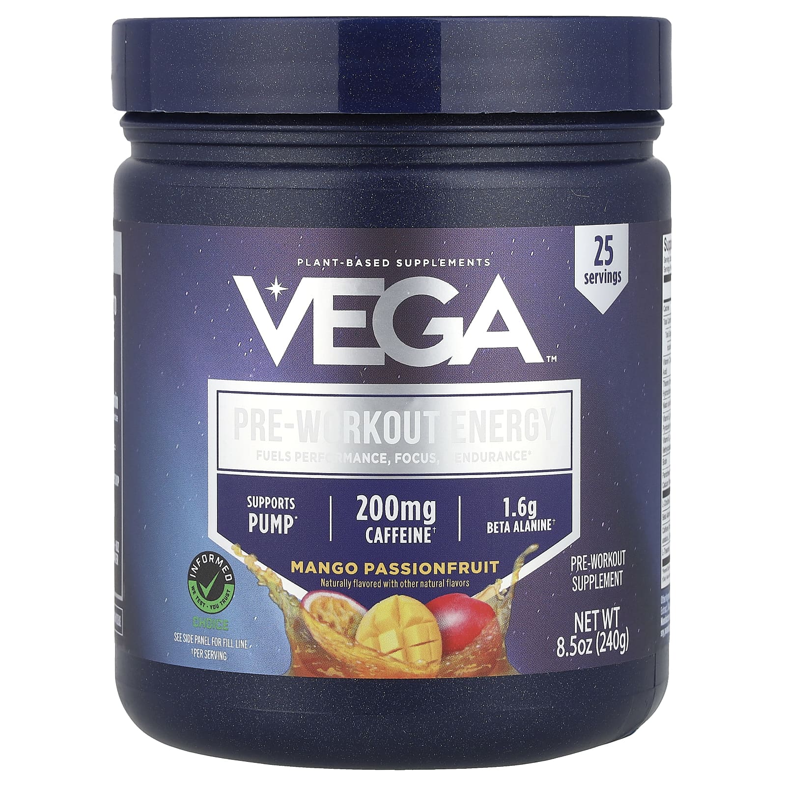 Vega, Pre-Workout Energy, манго и маракуйя, 240 г (8,5 унции)