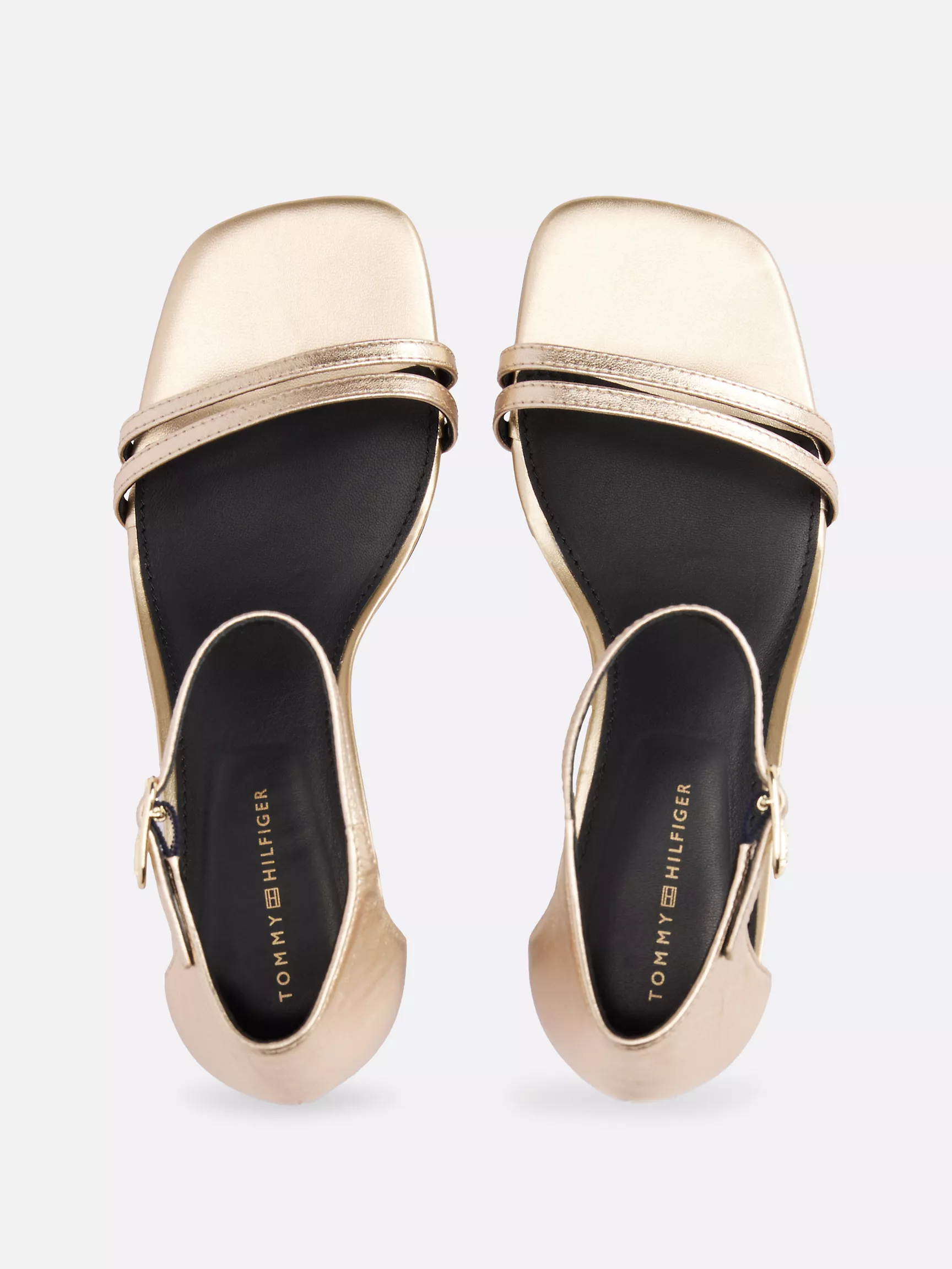 Женская обувь Tommy Hilfiger, Металлизированные туфли на низком каблуке с ремешком и монограммным узором