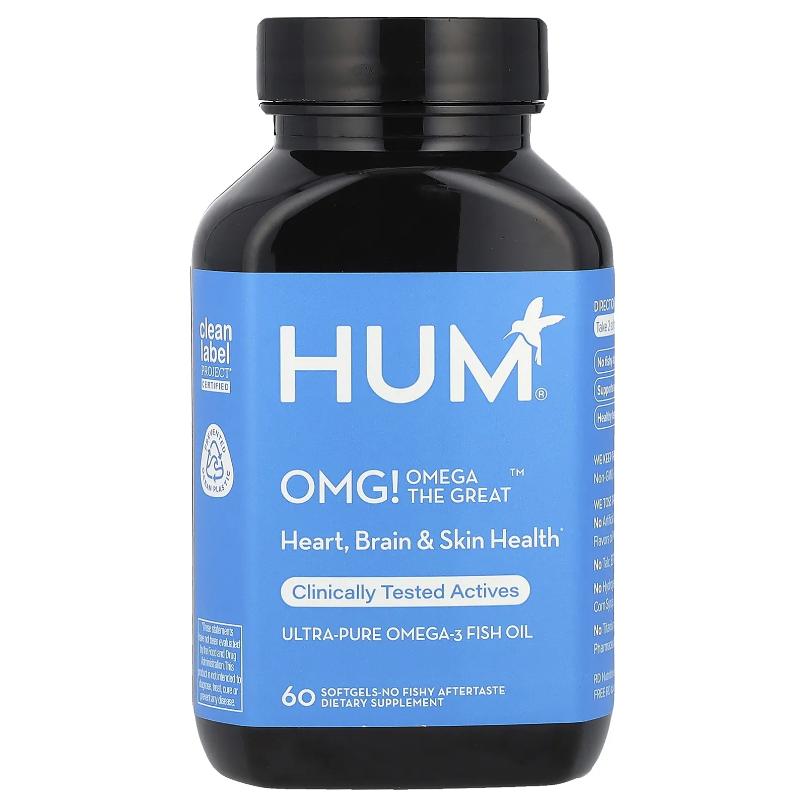 HUM Nutrition, БОЖЕ МОЙ! Omega The Great ™, сверхчистый рыбий жир с омега-3, 1400 мг, 60 мягких таблеток (700 мг в каждой капсуле)