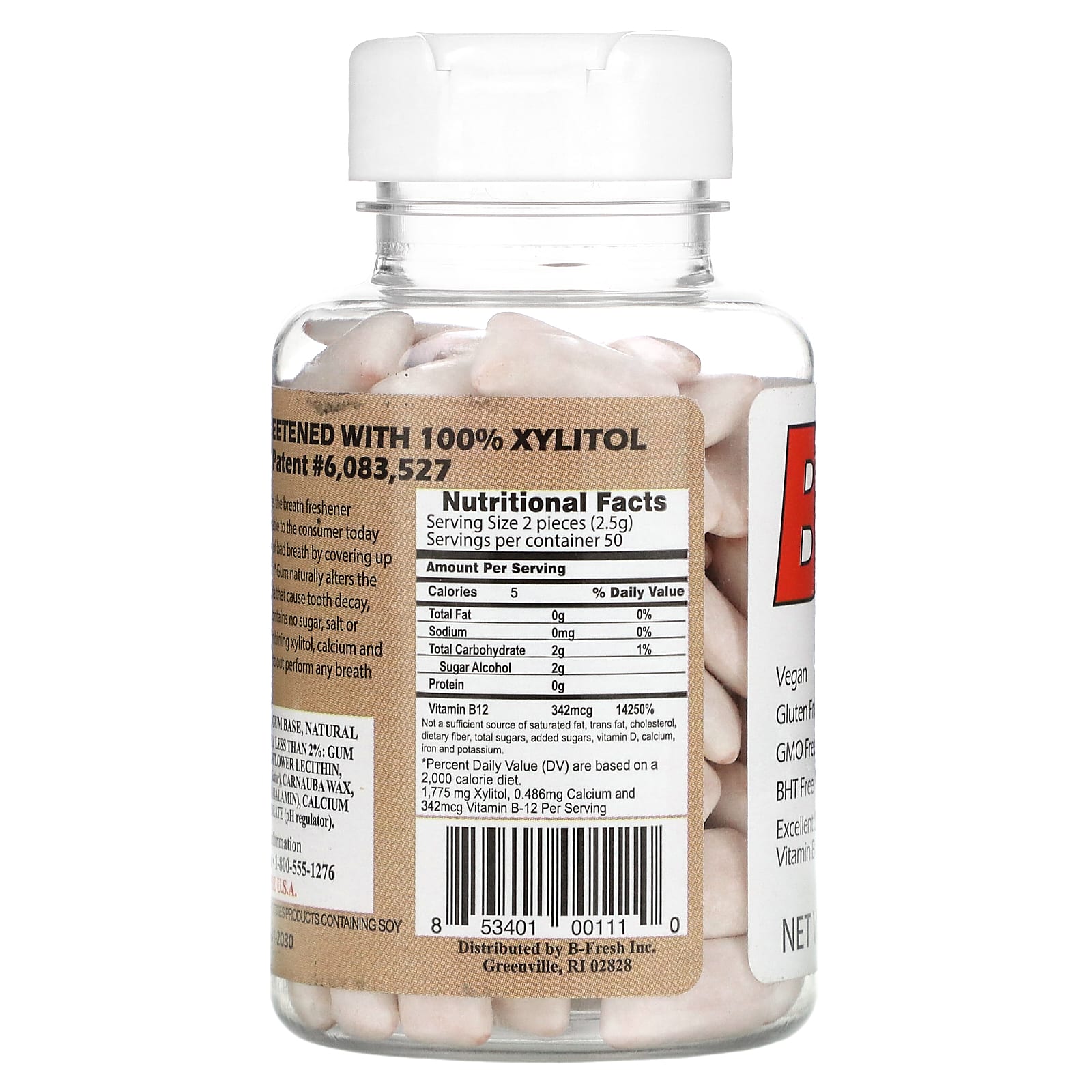 B-Fresh, Освежающие дыхание жевательная резинка, корица 100 шт.