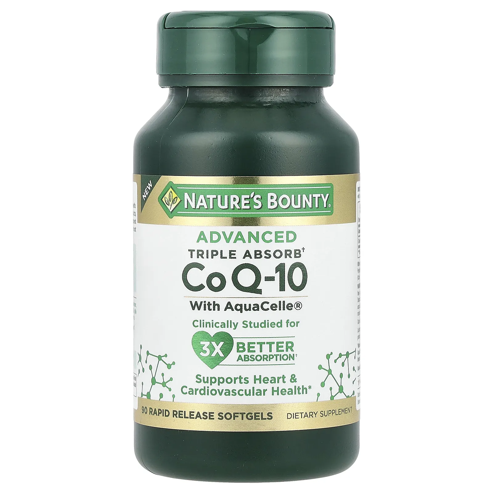 Nature's Bounty, Advanced Triple Absorb CoQ-10, 100 мг, 90 мягких таблеток с быстрым высвобождением