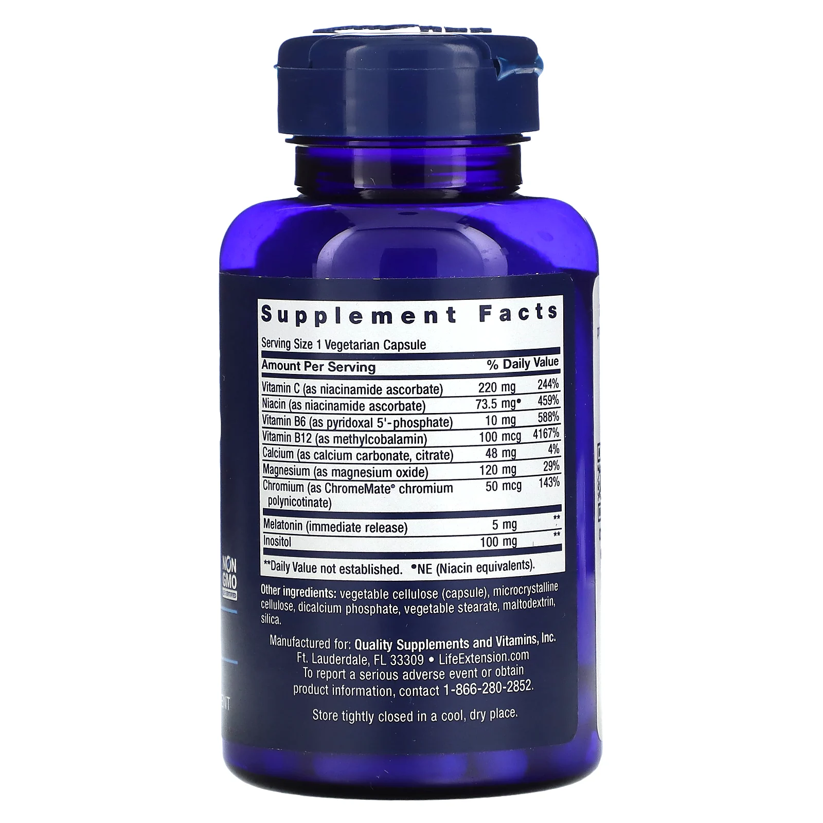 Life Extension, Quiet Sleep, мелатонин, 5 мг, 60 растительных капсул