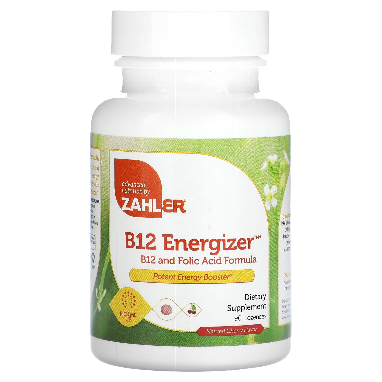 Zahler, B12 Energizer, витамин B12 и фолиевая кислота, с натуральным вишневым вкусом, 90 пастилок