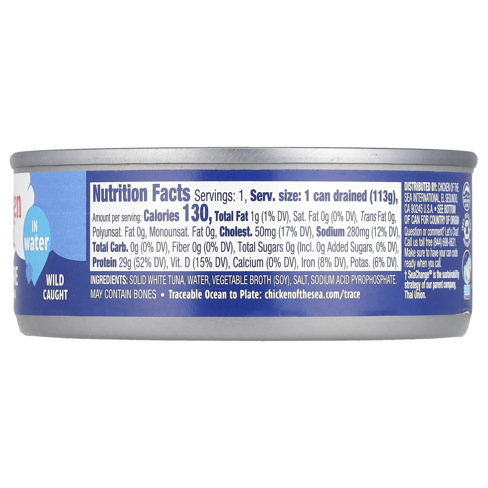 Chicken of the Sea, Премиальный тунец Albacore в воде, из рыбы, пойманной в дикой природе, 142 г (5 унций)