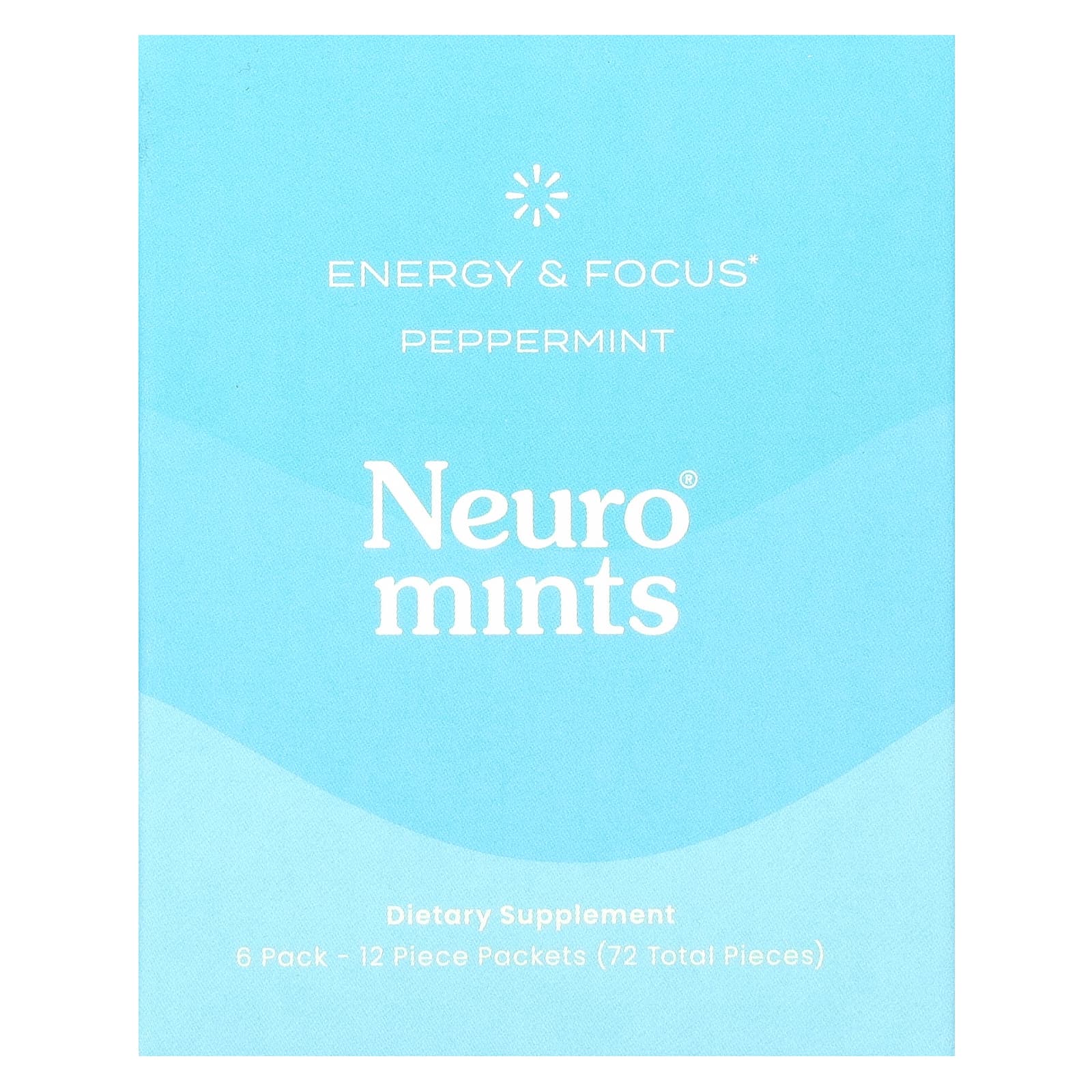 NeuroGum, NeuroMints, энергия и концентрация, перечная мята, 6 пакетиков по 12 шт.