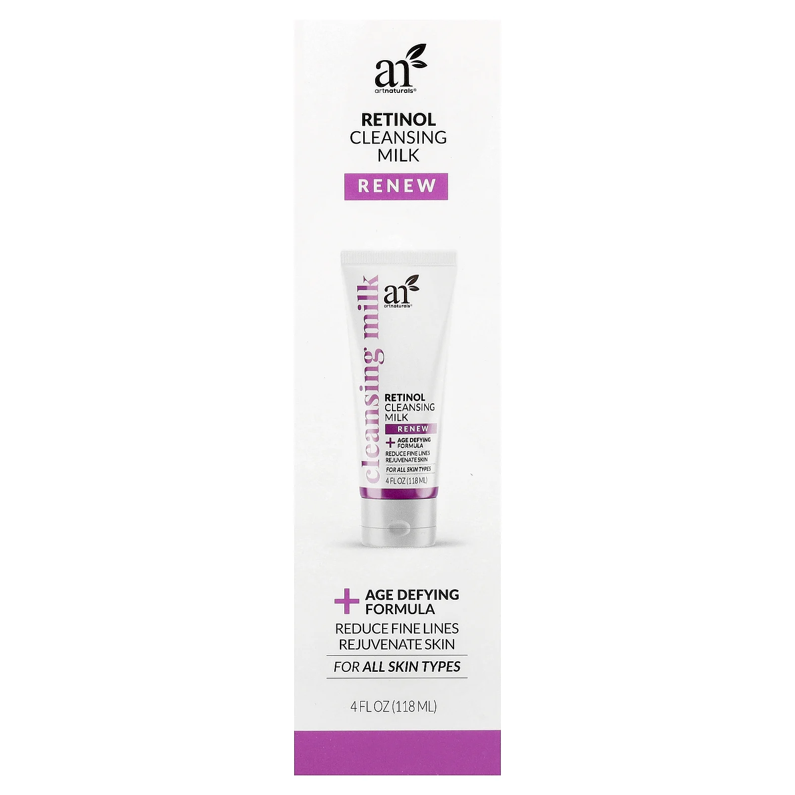artnaturals, Очищающее молочко с ретинолом, для всех типов кожи, 118 мл (4 жидк. Унции)