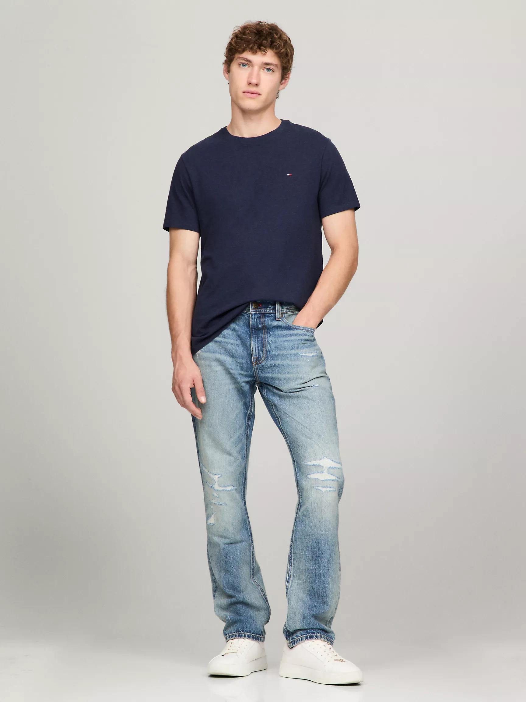 Мужские джинсы Tommy Hilfiger, Джинсы средней стирки с эффектом потертости прямого кроя