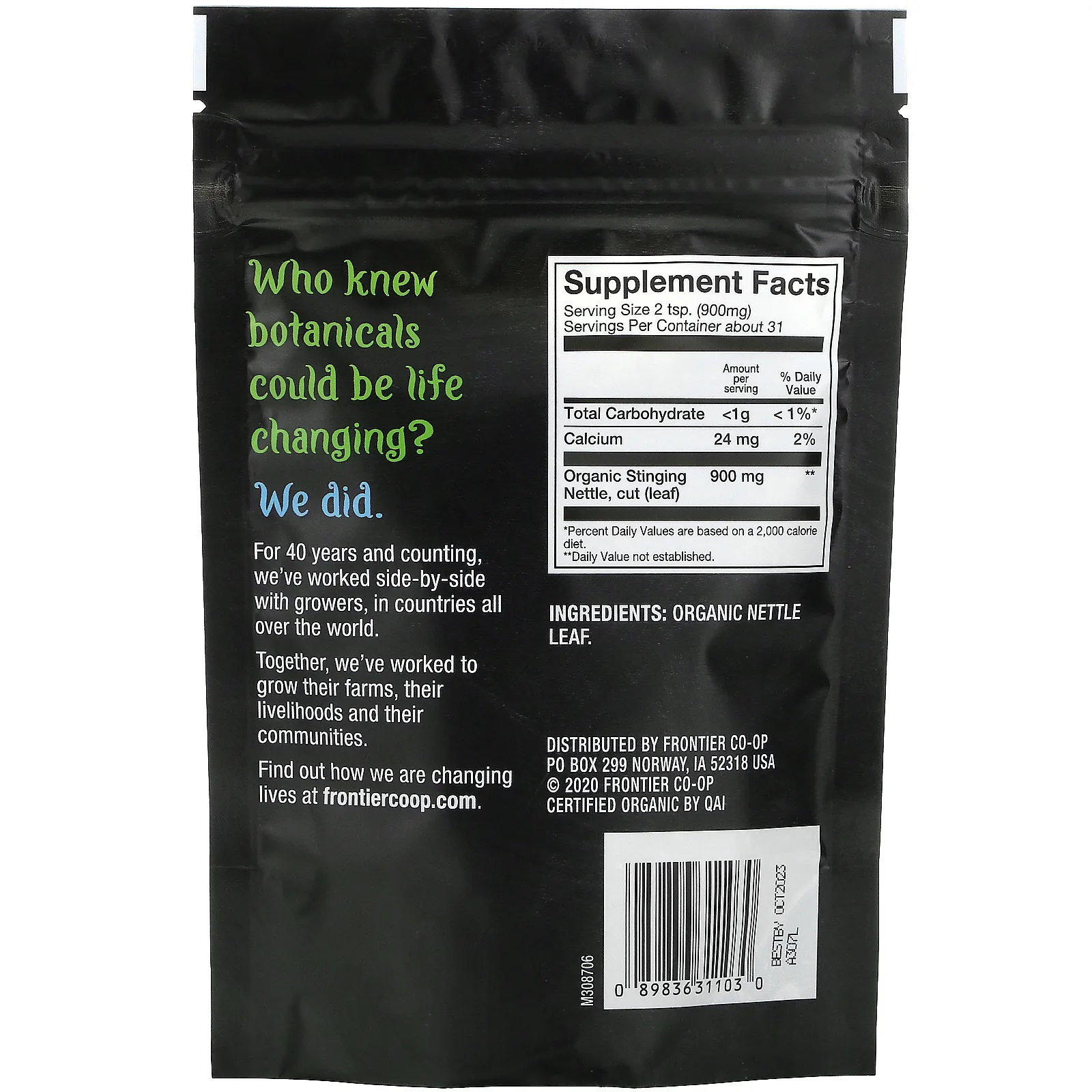 Frontier Co-op, Органические листья крапивы двудомной, 28 г (0,99 унции)
