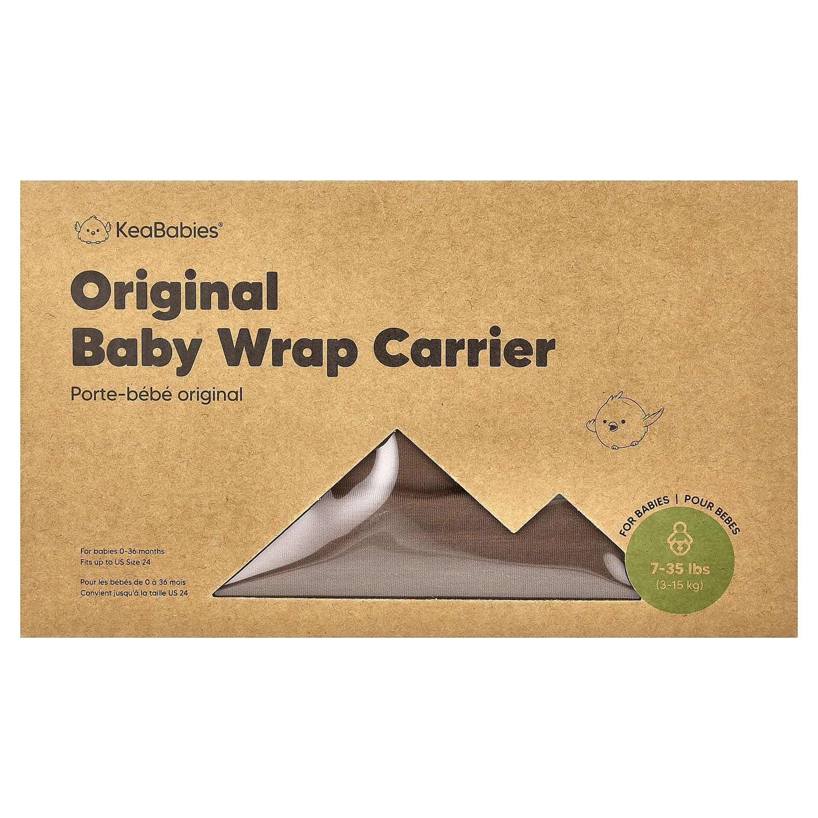 KeaBabies, Original Baby Wrap-перевозчик, для детей в возрасте 0–36 месяцев, коричневый, 1 шт.