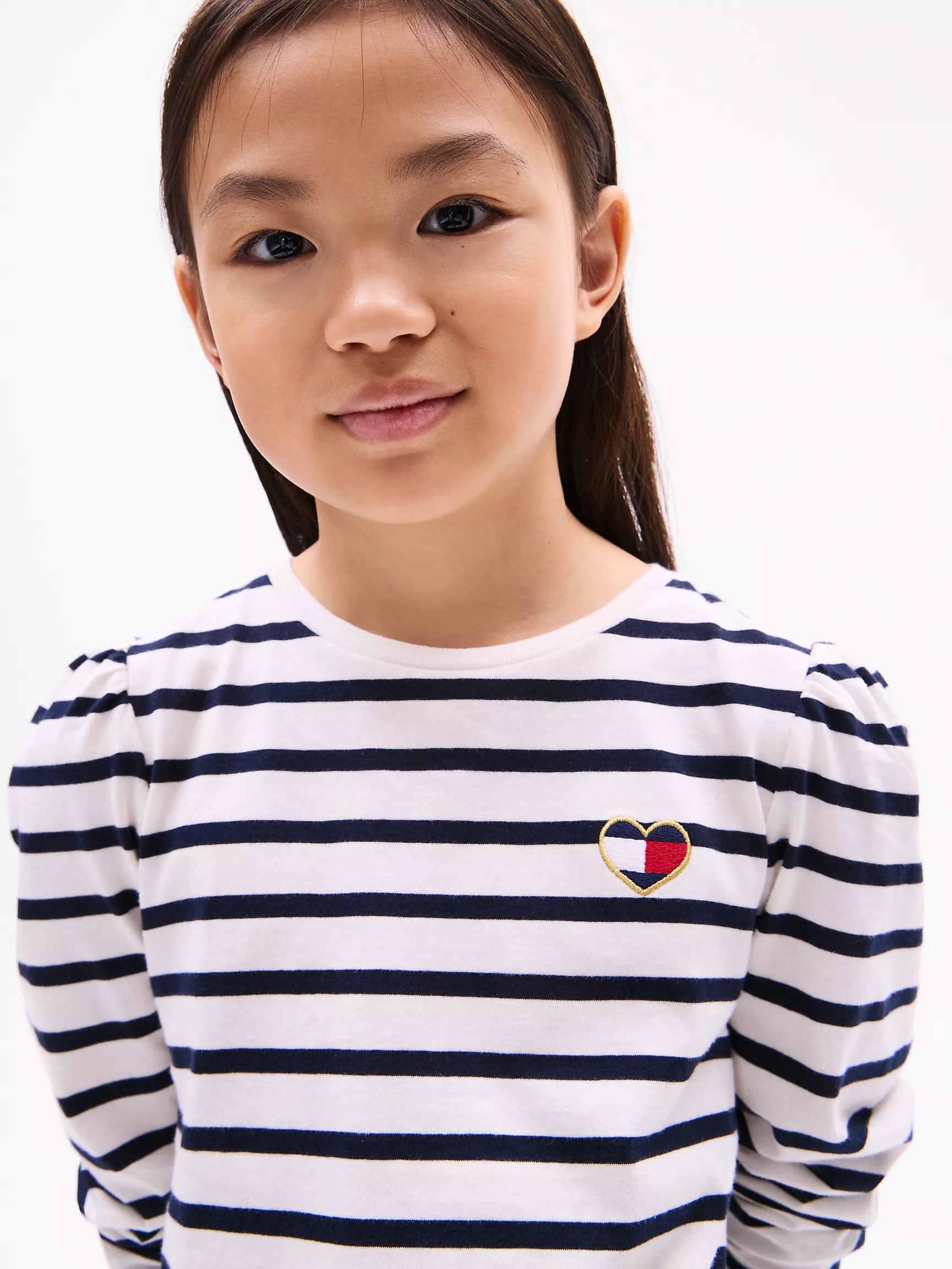 Футболка для девочек Tommy Hilfiger, Детская футболка в полоску с объемными плечами