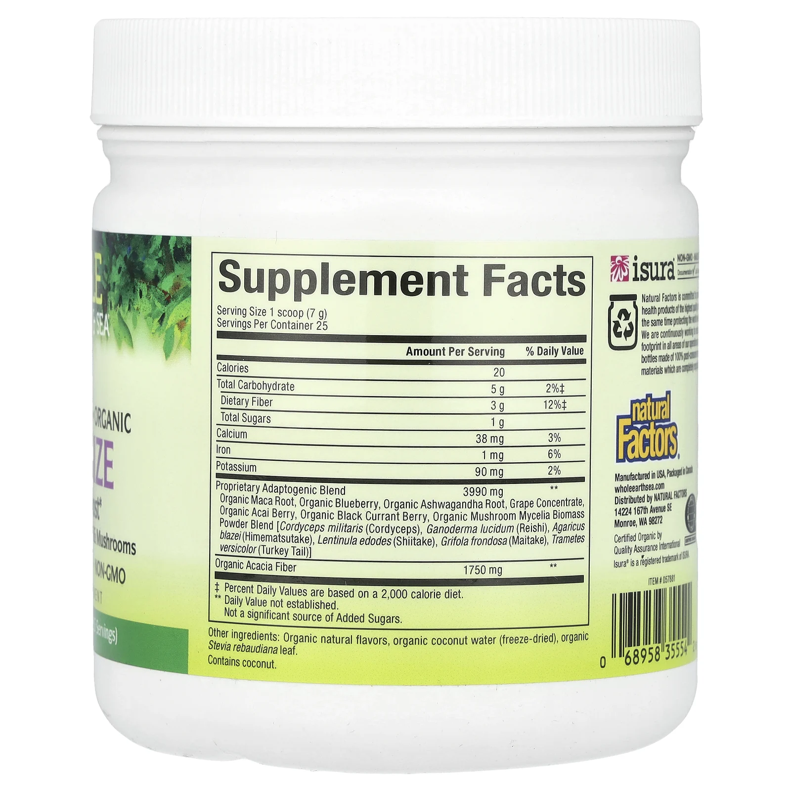 Natural Factors, Whole Earth & Sea, заряд энергии для надпочечников, 175,8 г (6,2 унции)