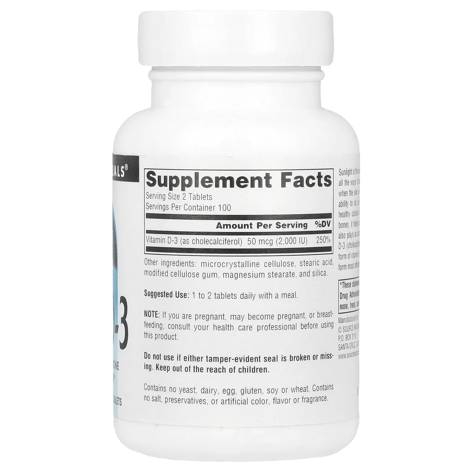 Source Naturals, витамин D3, 1000 МЕ, 200 таблеток