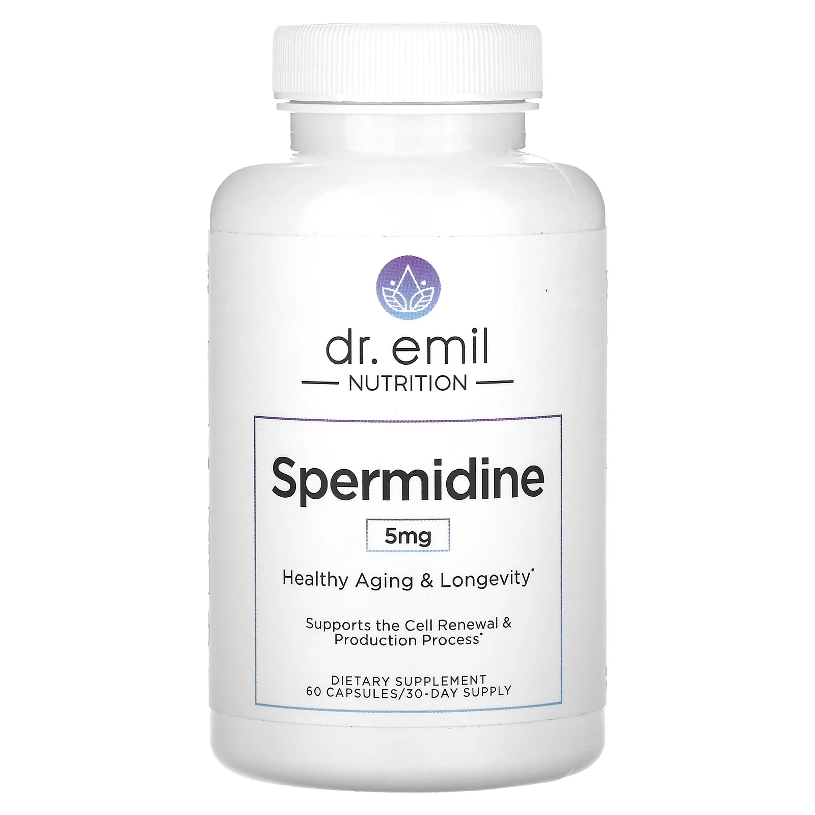 Dr. Emil Nutrition, спермидин, 5 мг, 60 капсул (2,5 мг в 1 капсуле)
