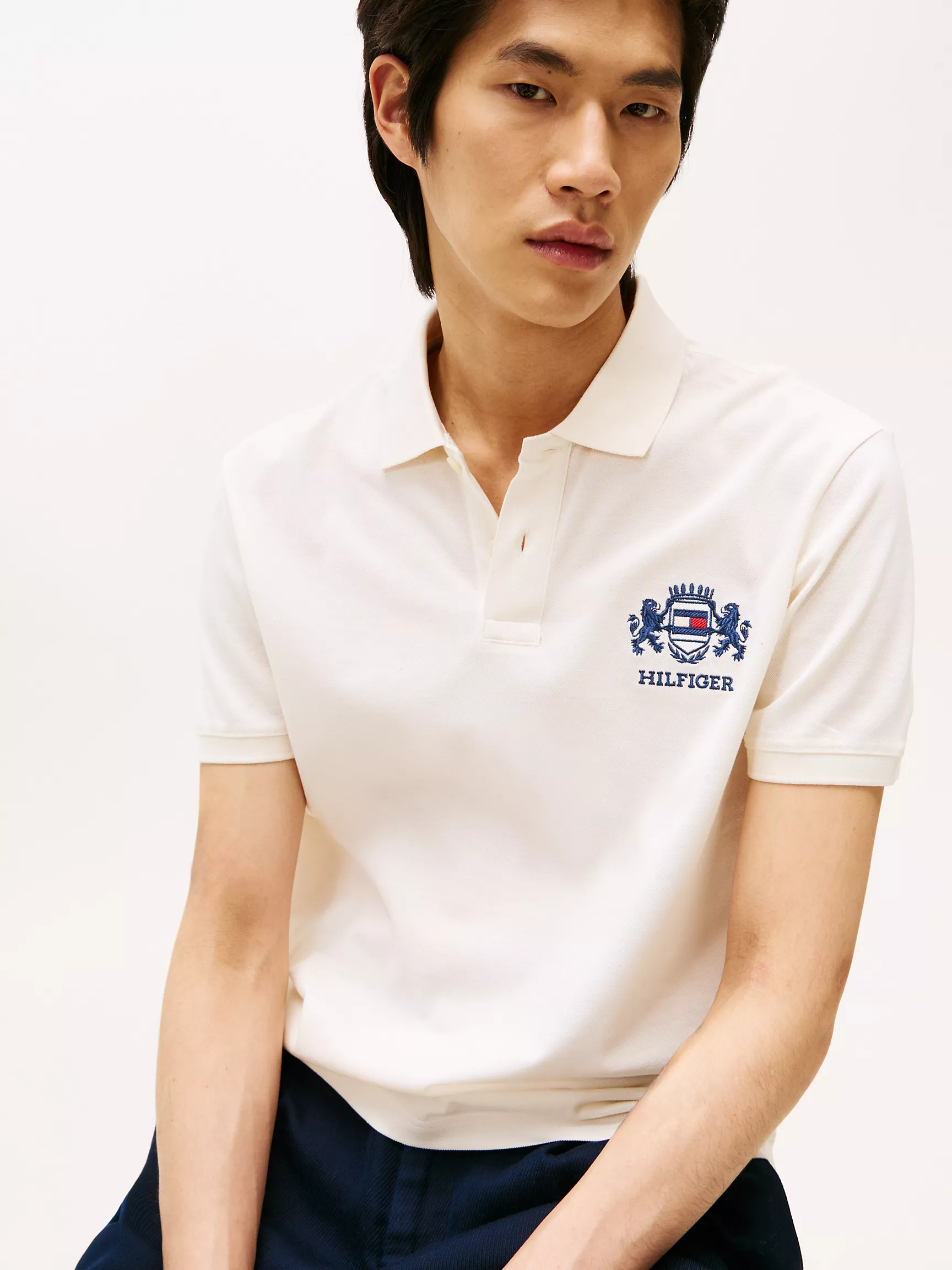 Мужское поло Tommy Hilfiger, Поло стандартного кроя с вышитым логотипом Crest и флагом