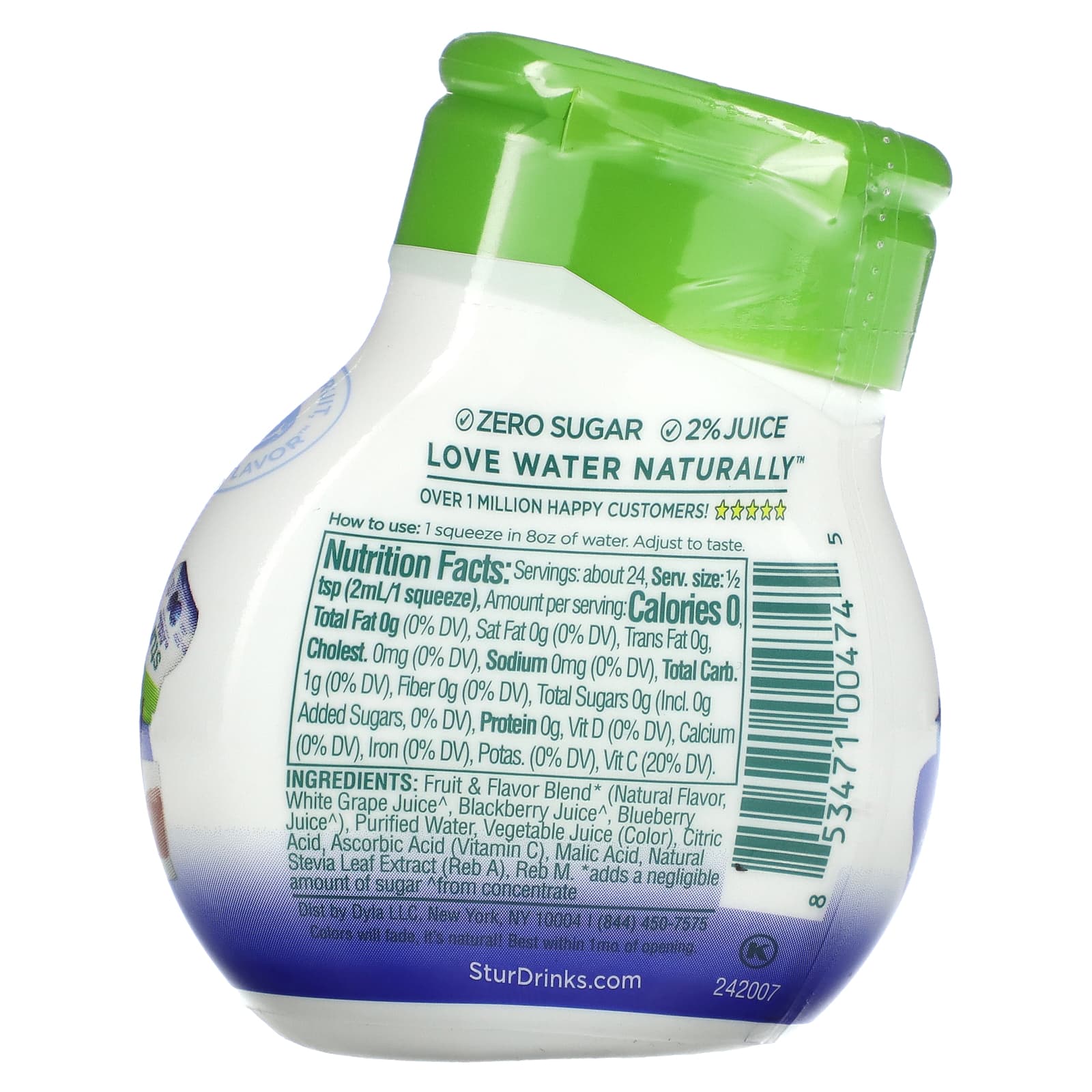 Stur, Антиоксидантный усилитель воды, синий и ежевика, 48 мл (1,62 жидк. Унции)