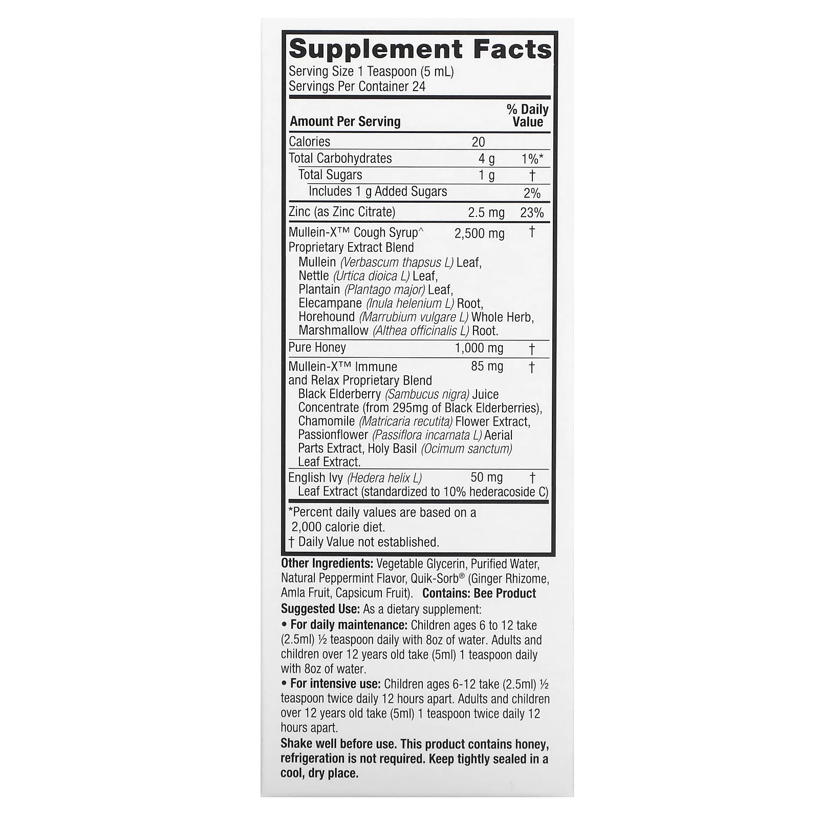 Nature's Answer, Натуральный сироп из коровяка X от кашля, 120 мл (4 жидк. Унции)