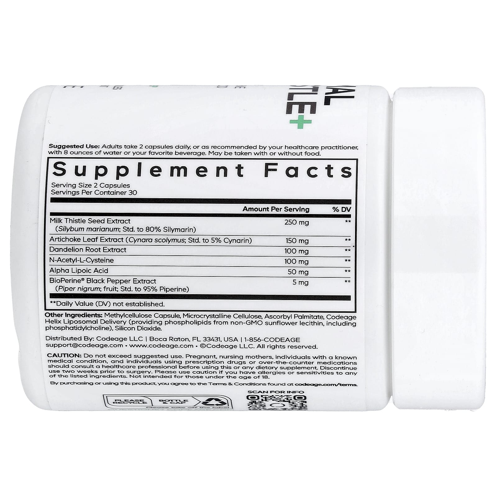 Codeage, Eural, липосомальная расторопша +, 60 растительных капсул