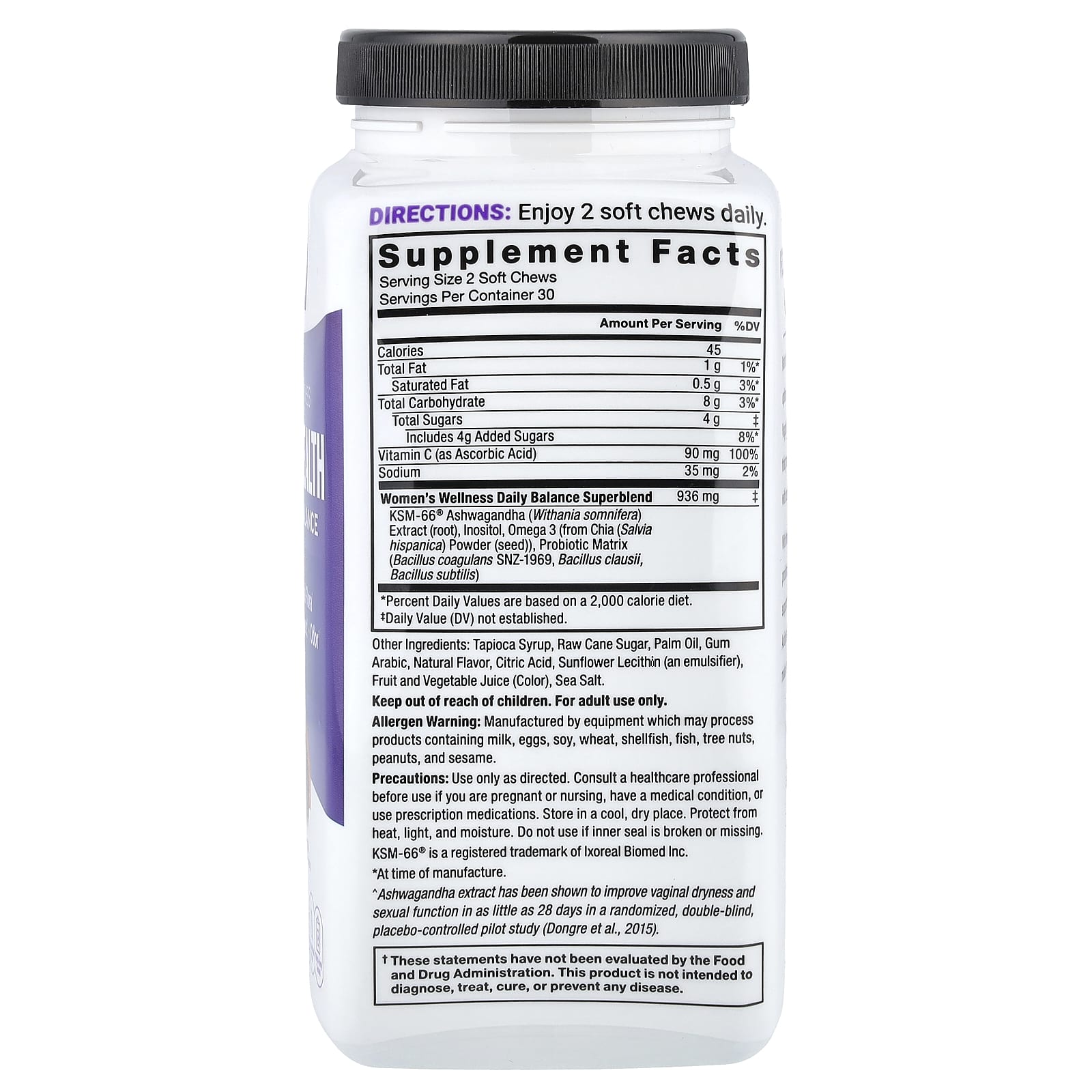 Force Factor, Women's Wellness, здоровье влагалища и гормональный баланс, тропический пунш, 60 жевательных таблеток