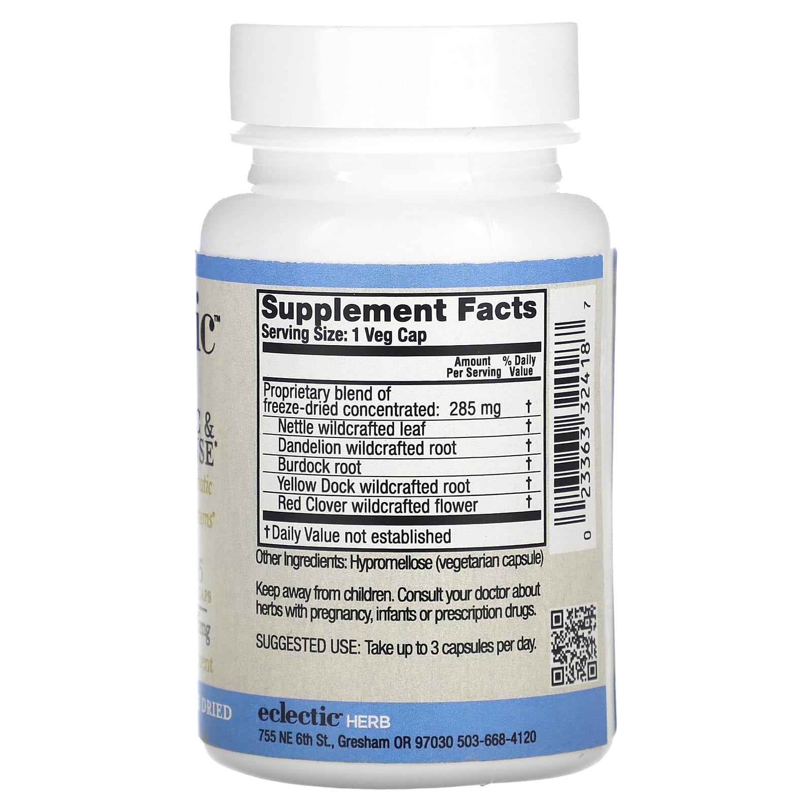 Eclectic Herb, сублимированное средство для очищения лимфатической системы и крови, 285 мг, 45 растительных капсул