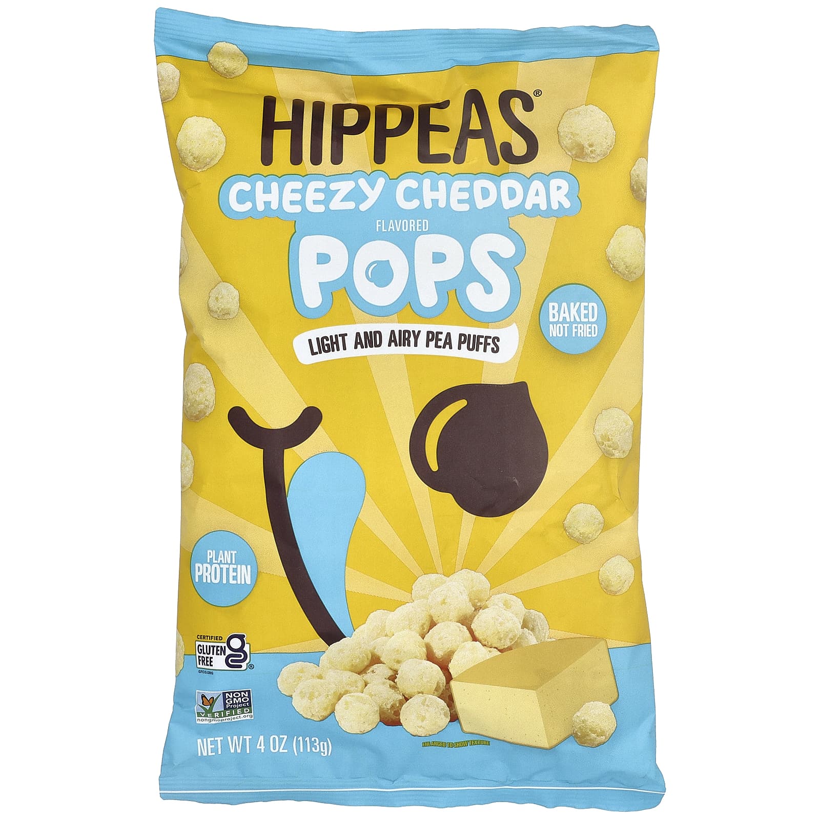 Hippeas, Pops, сырный чеддер, 113 г (4 унции)