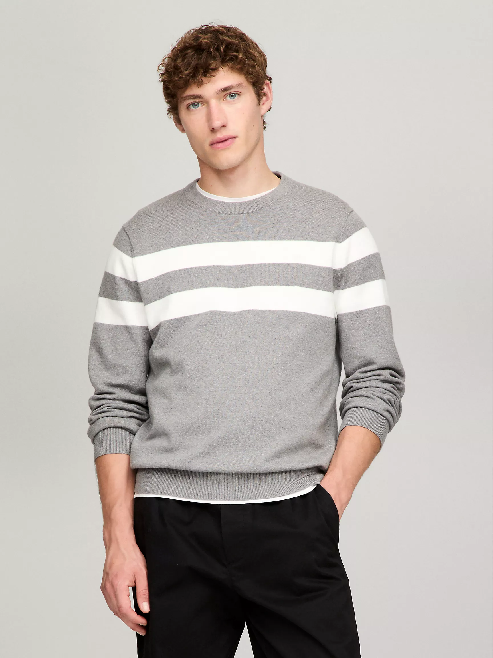 Мужской свитер Tommy Hilfiger, Свитер с двойной полоской и круглым вырезом