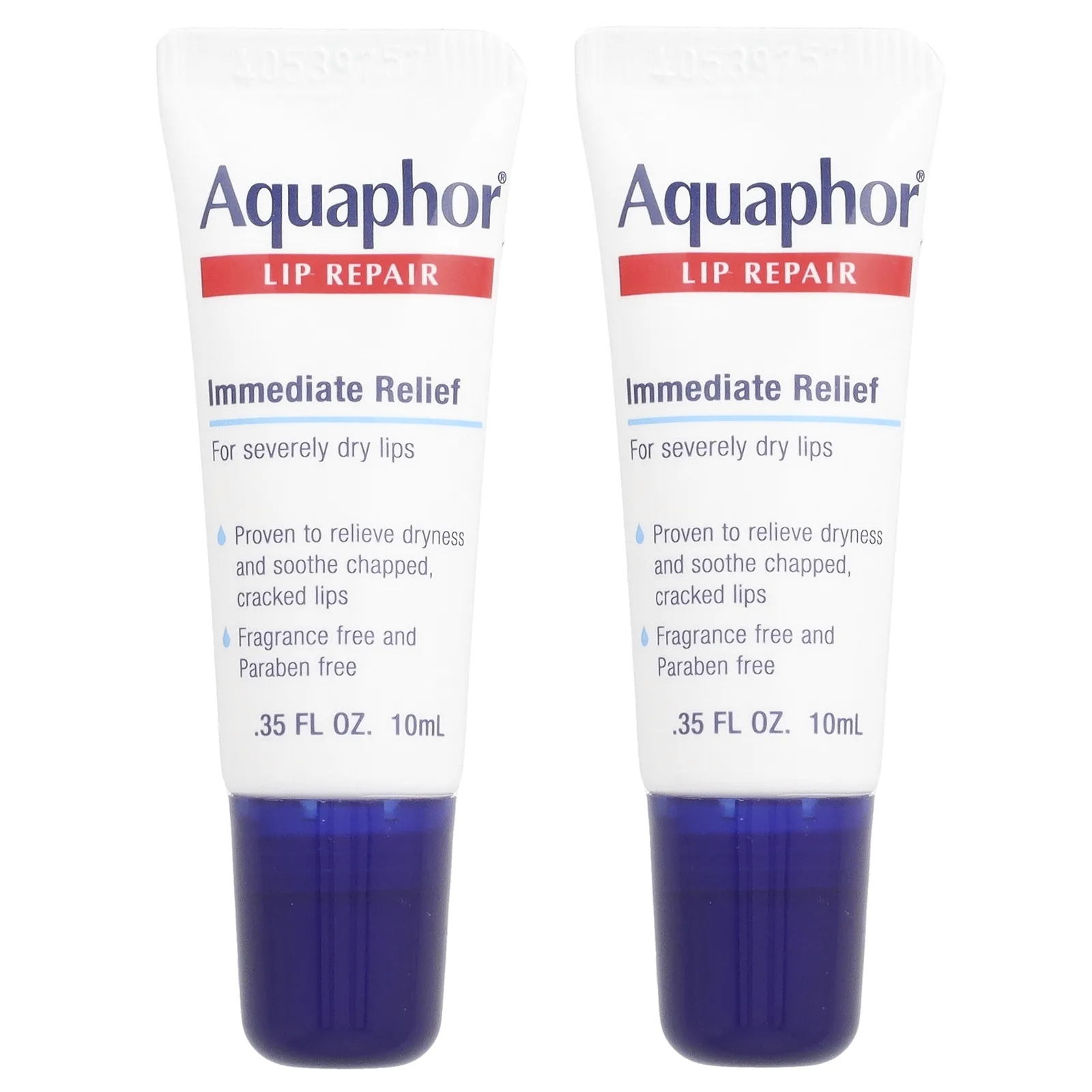Aquaphor, Lip Repair, немедленное облегчение, без отдушек, 2 тюбика по 10 мл (0,35 жидк. Унции)
